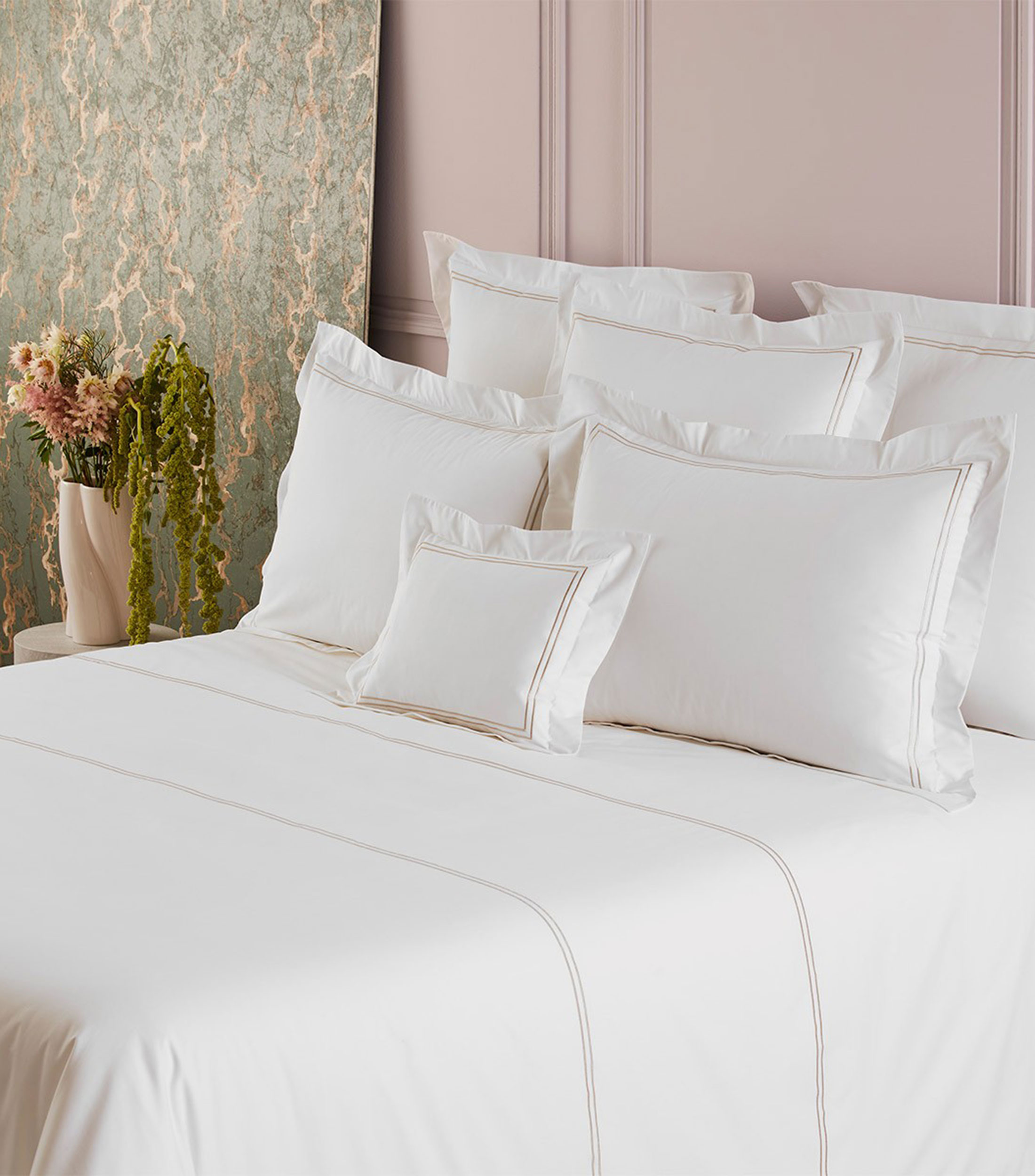 Funda para almohada euro en algodón Duo blanco