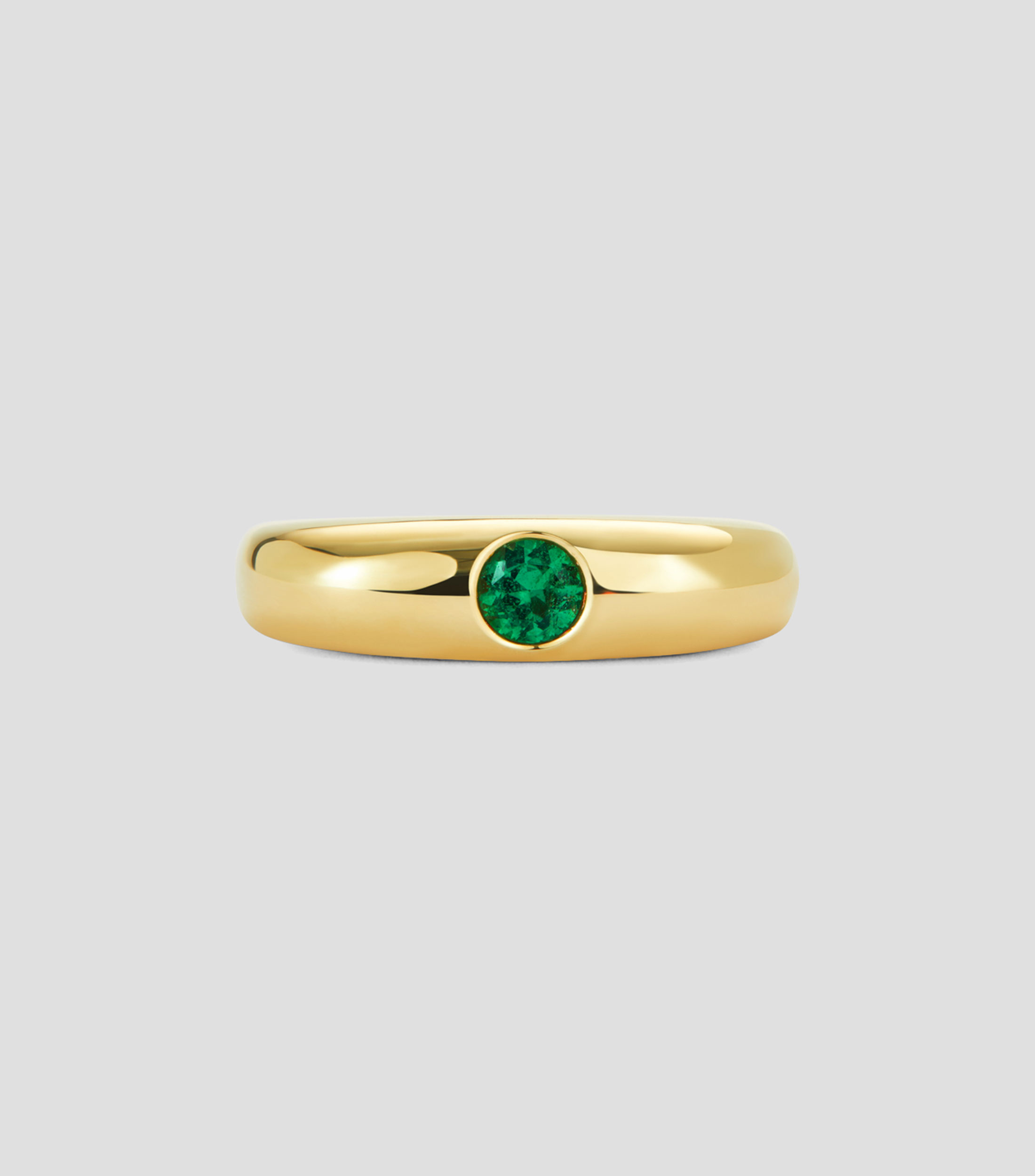 Anillo en oro amarillo de 18 kilates Suave con esmeralda Mujer