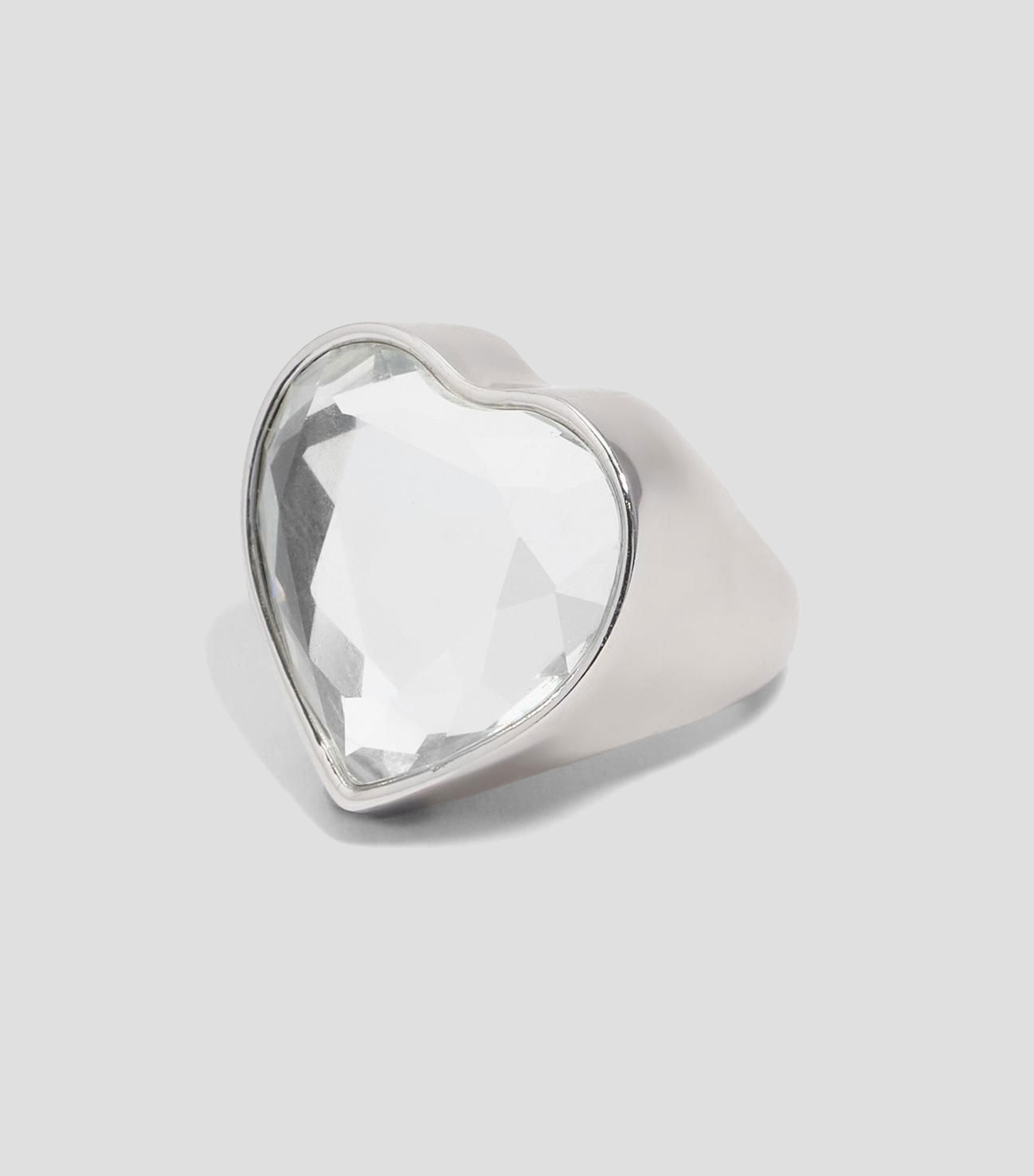 Anillo cristal corazón plateado Mujer