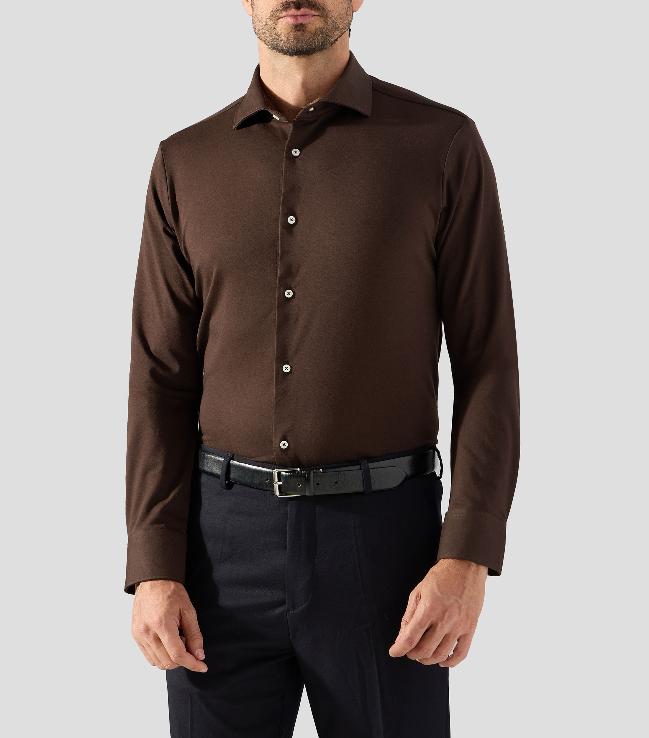 Camisa lisa manga larga Hombre
