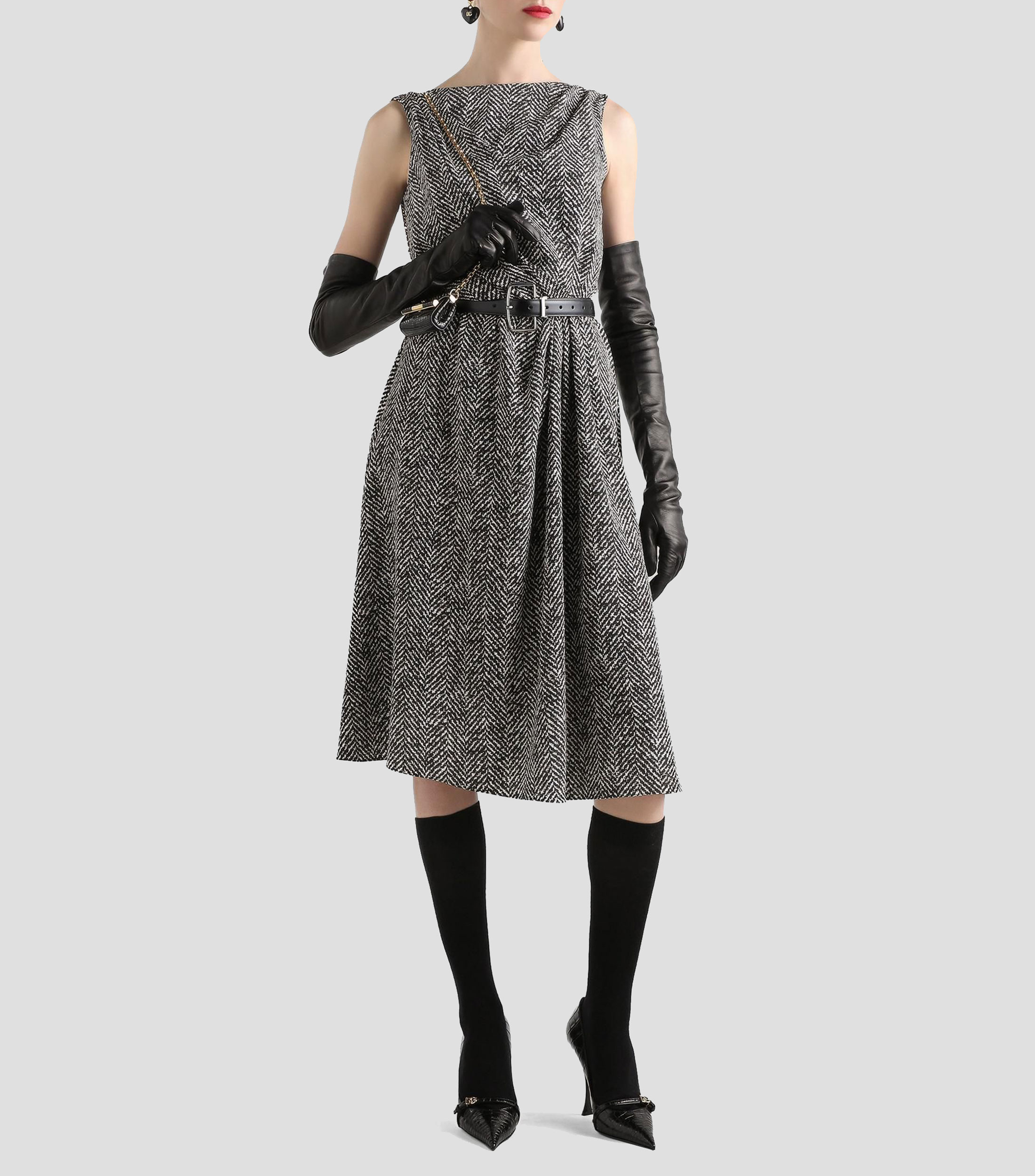 Vestido midi estampado espiga Mujer