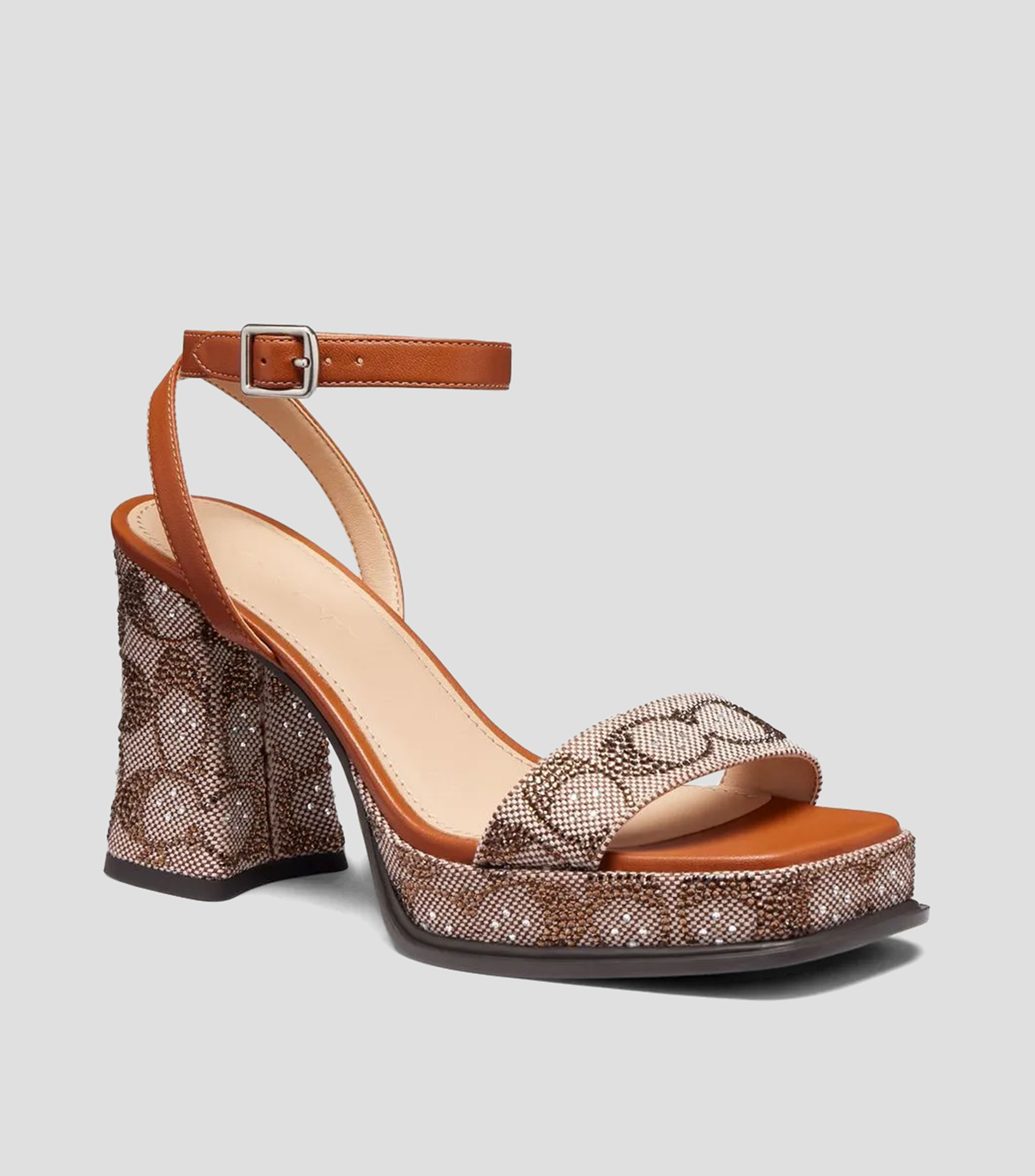 Zapatillas con pulsera Crystal con tacón alto de medialuna y plataforma Mujer