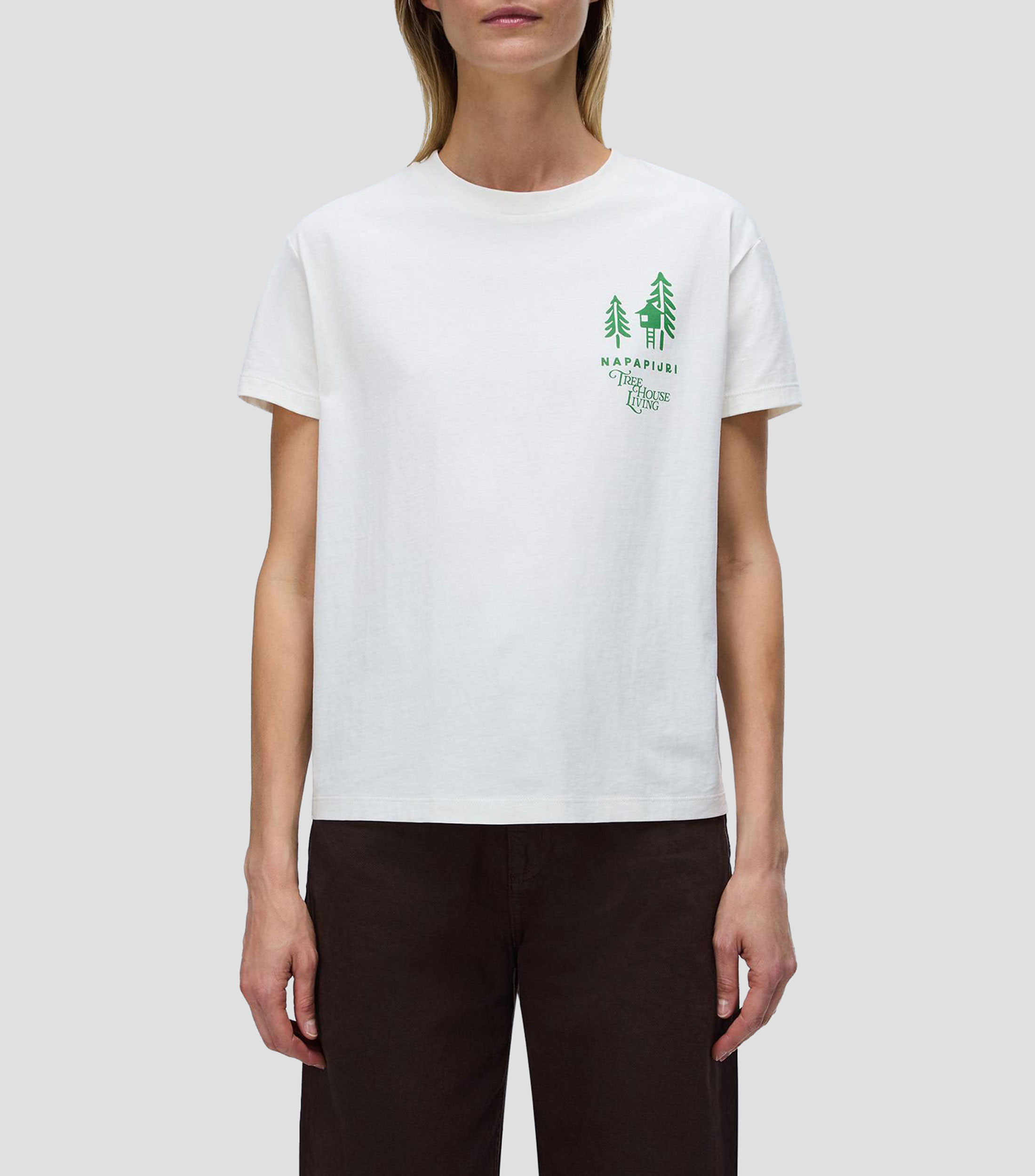 Playera cuello redondo manga corta lisa Mujer