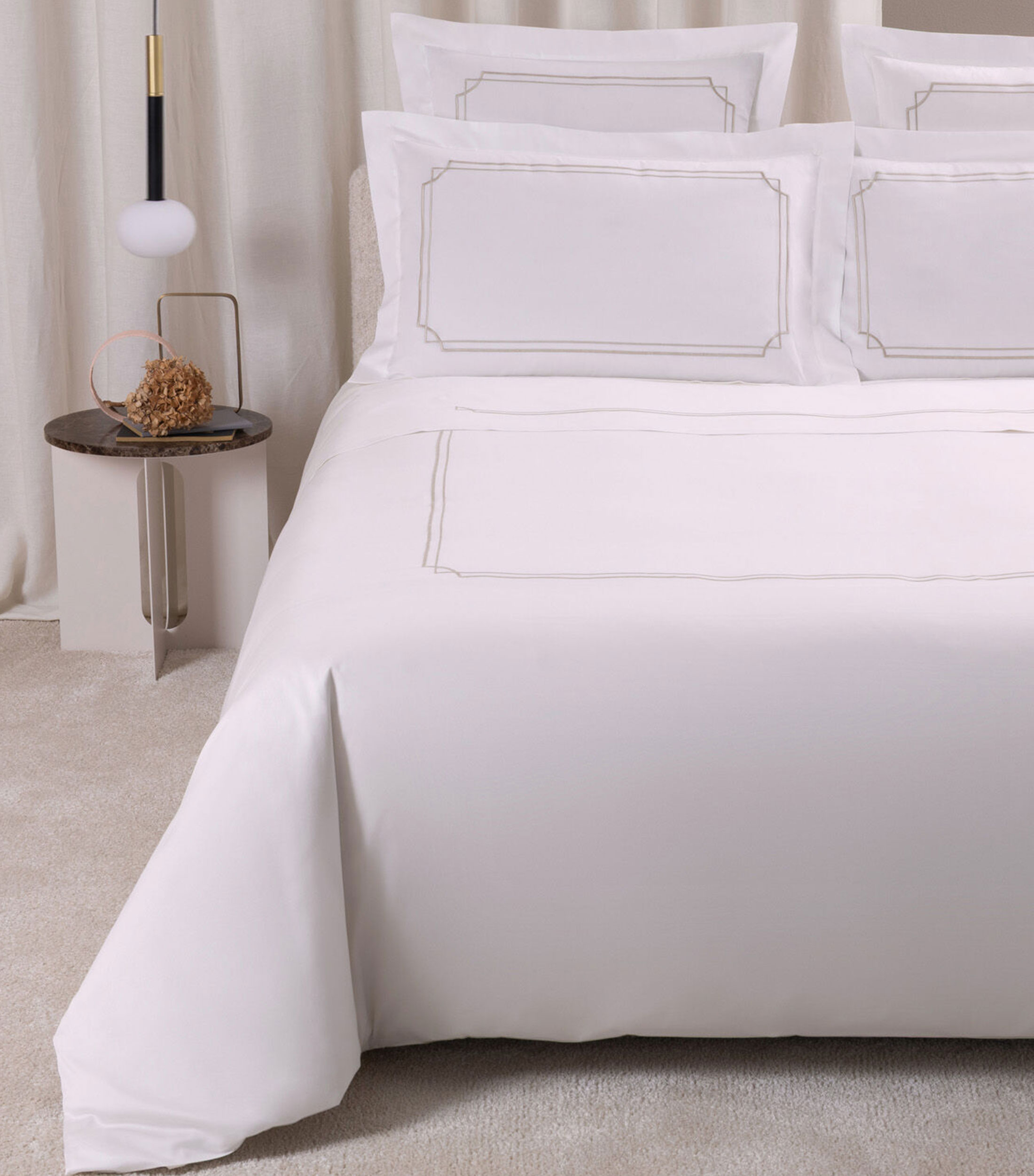Juego de funda para duvet king size en algodón Layering Embroidery crema