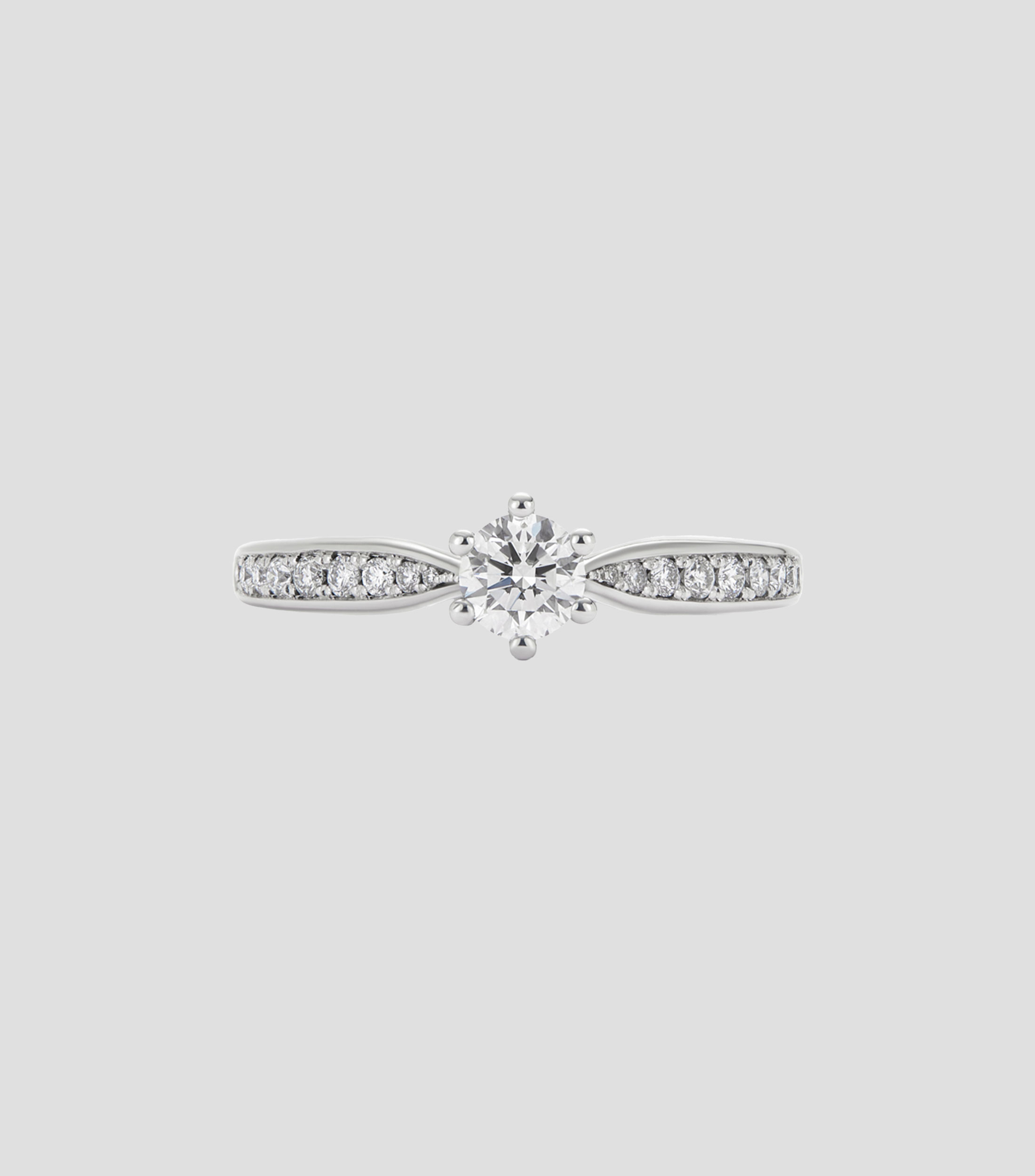 Anillo solitario en oro blanco de 18 kilates con diamantes Mujer