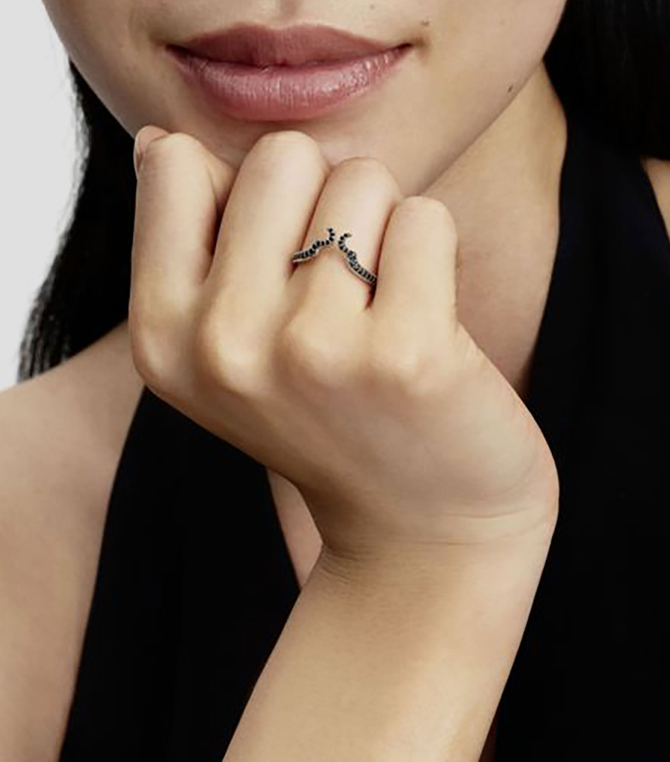 Anillo abierto en plata Pandora x Disney Villains Maleficent con cristal Mujer