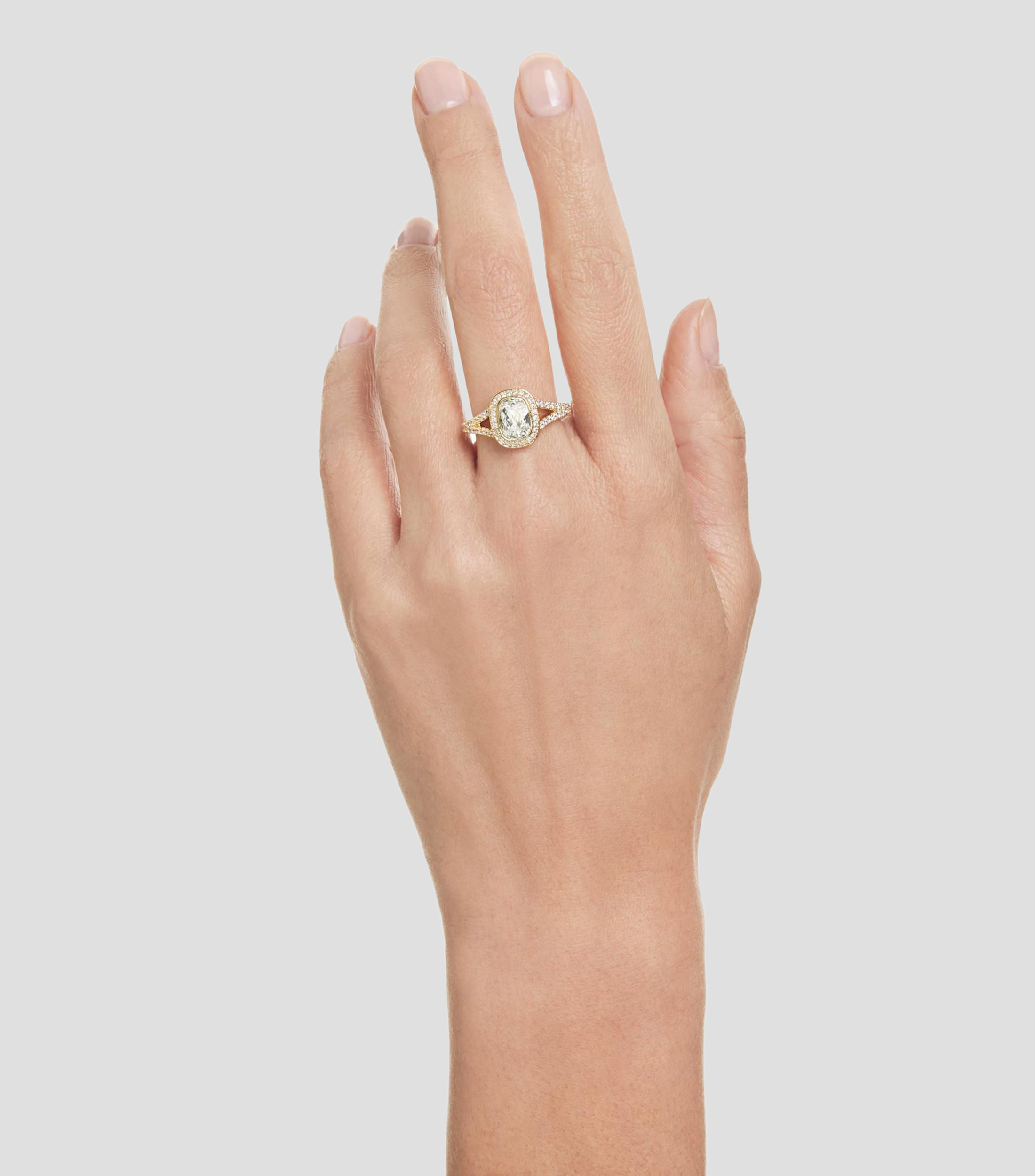 Anillo Una Angelic con cristal Cushion alargada y pavé Mujer