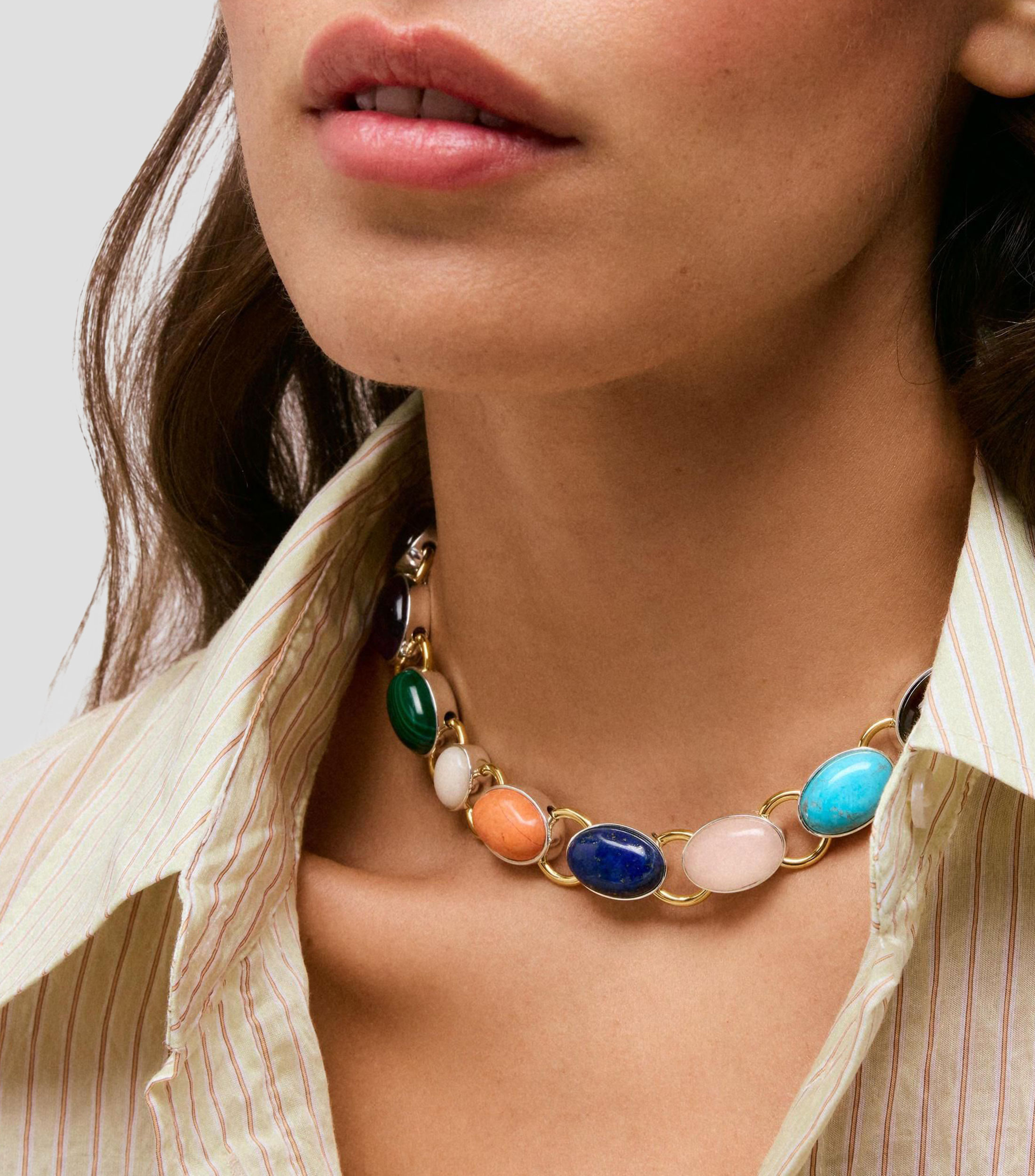 Collar con Gemas en Plata .925 y Baño de oro de 18 Kilates Multicolor Gem Power Mujer