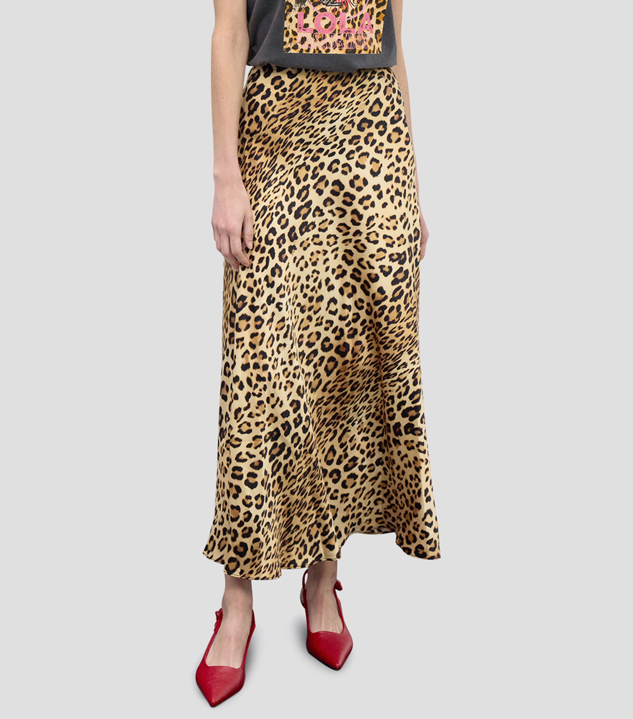Falda larga de corte regular animalprint Mujer