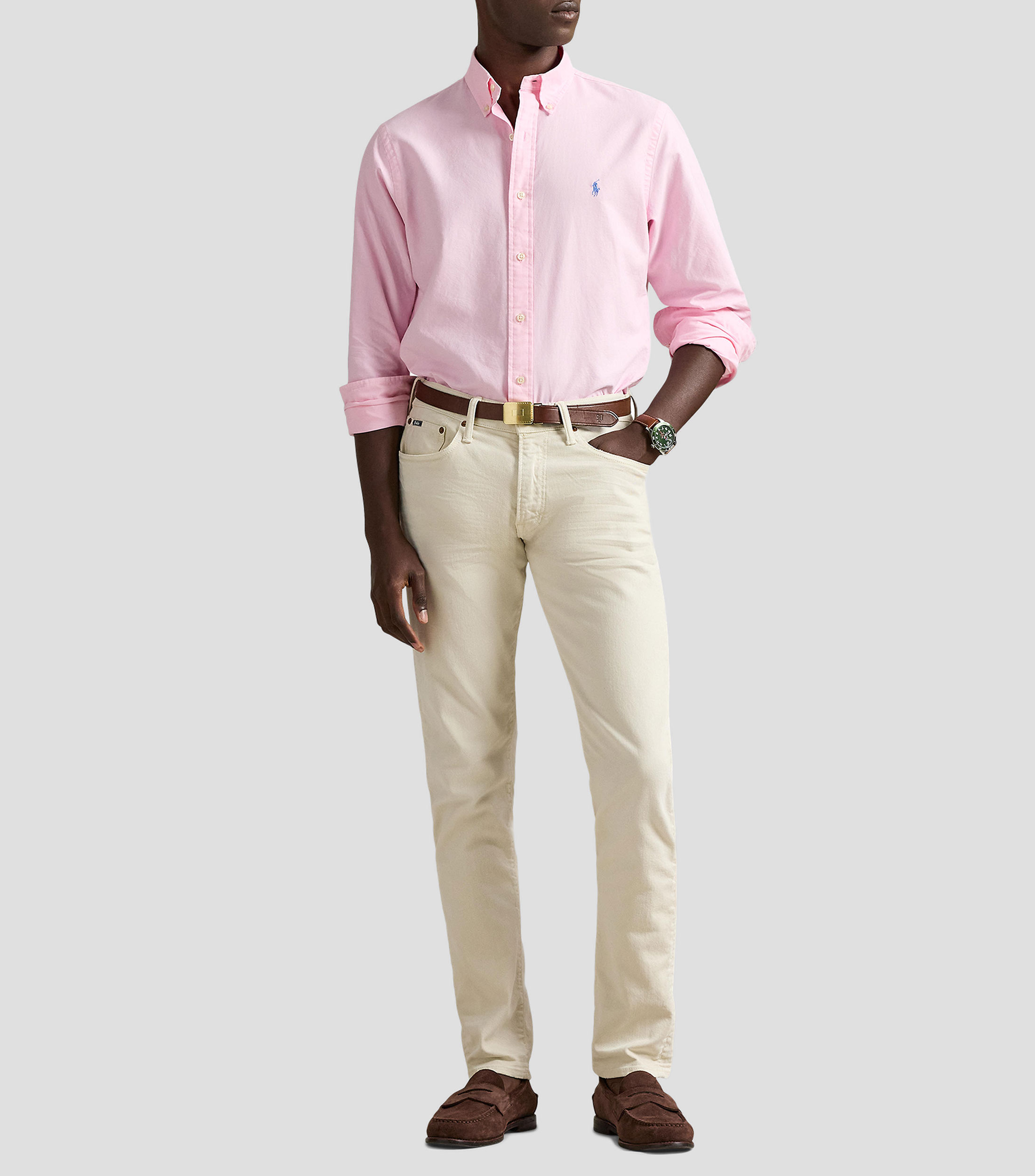 Camisa lisa manga larga Hombre