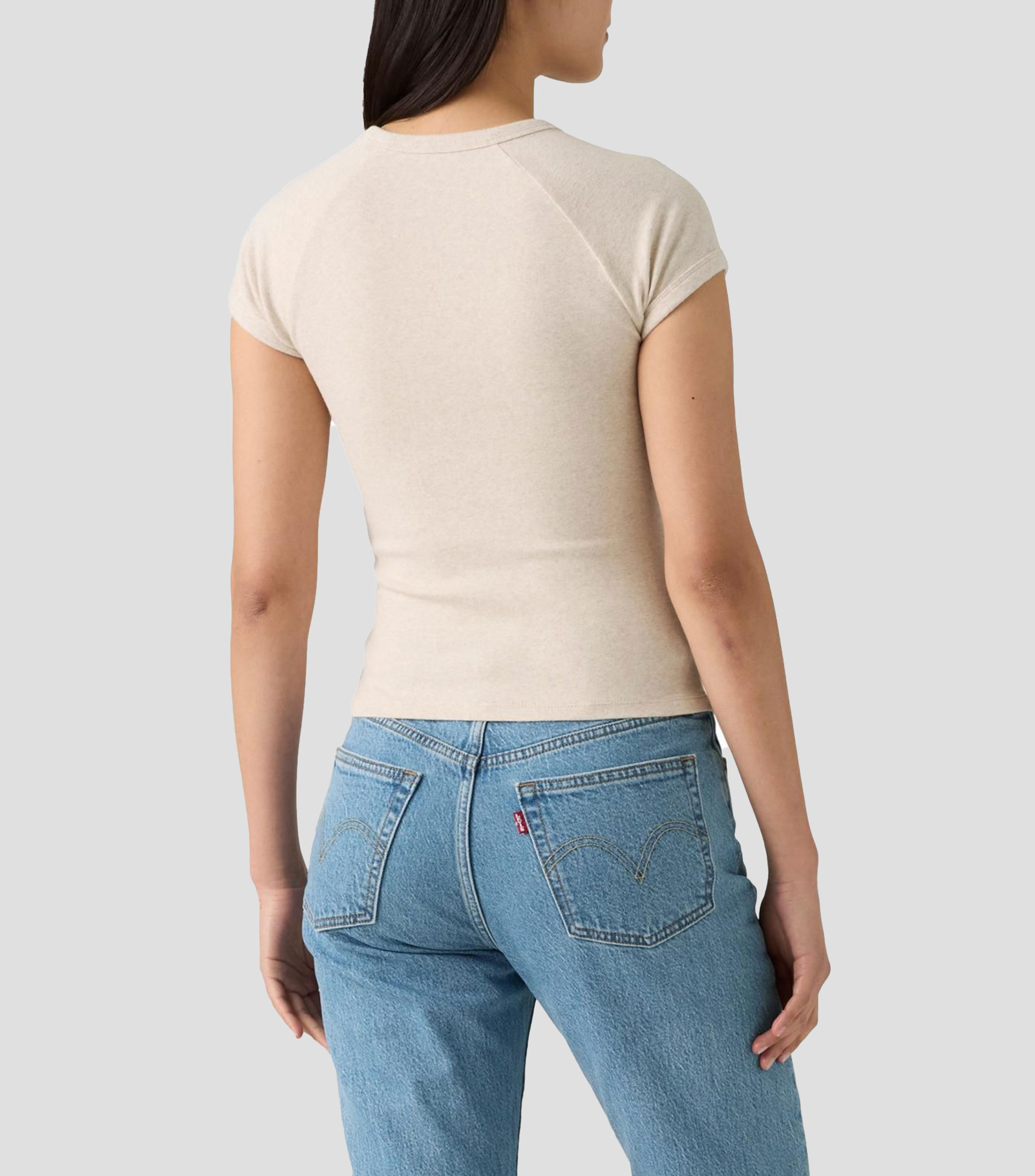 Playera de cuello redondo y manga corta estampada Mujer