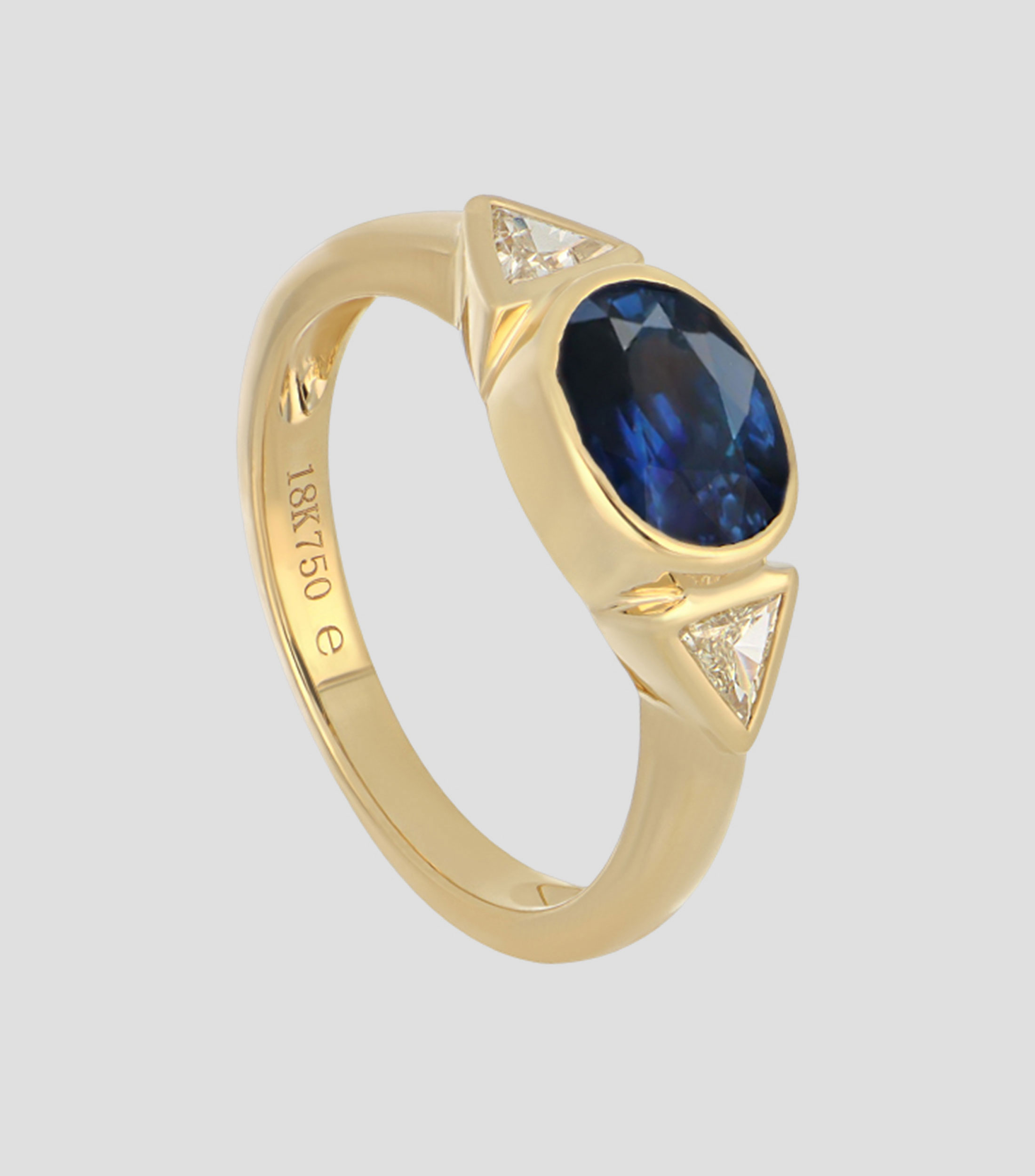Anillo en Oro de 18 Kilates con Zafiro y Diamante Mujer