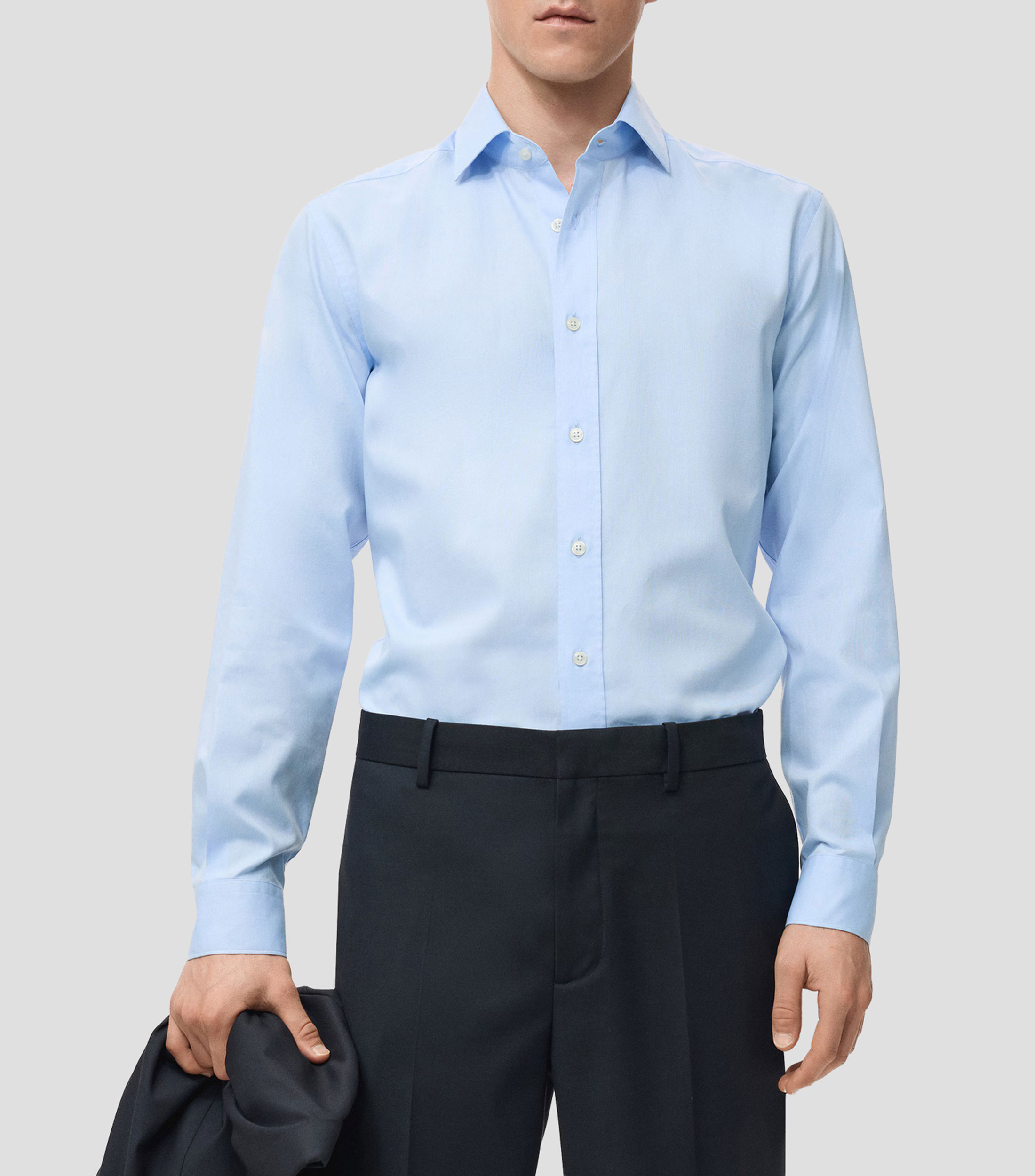 Camisa lisa de manga larga Hombre