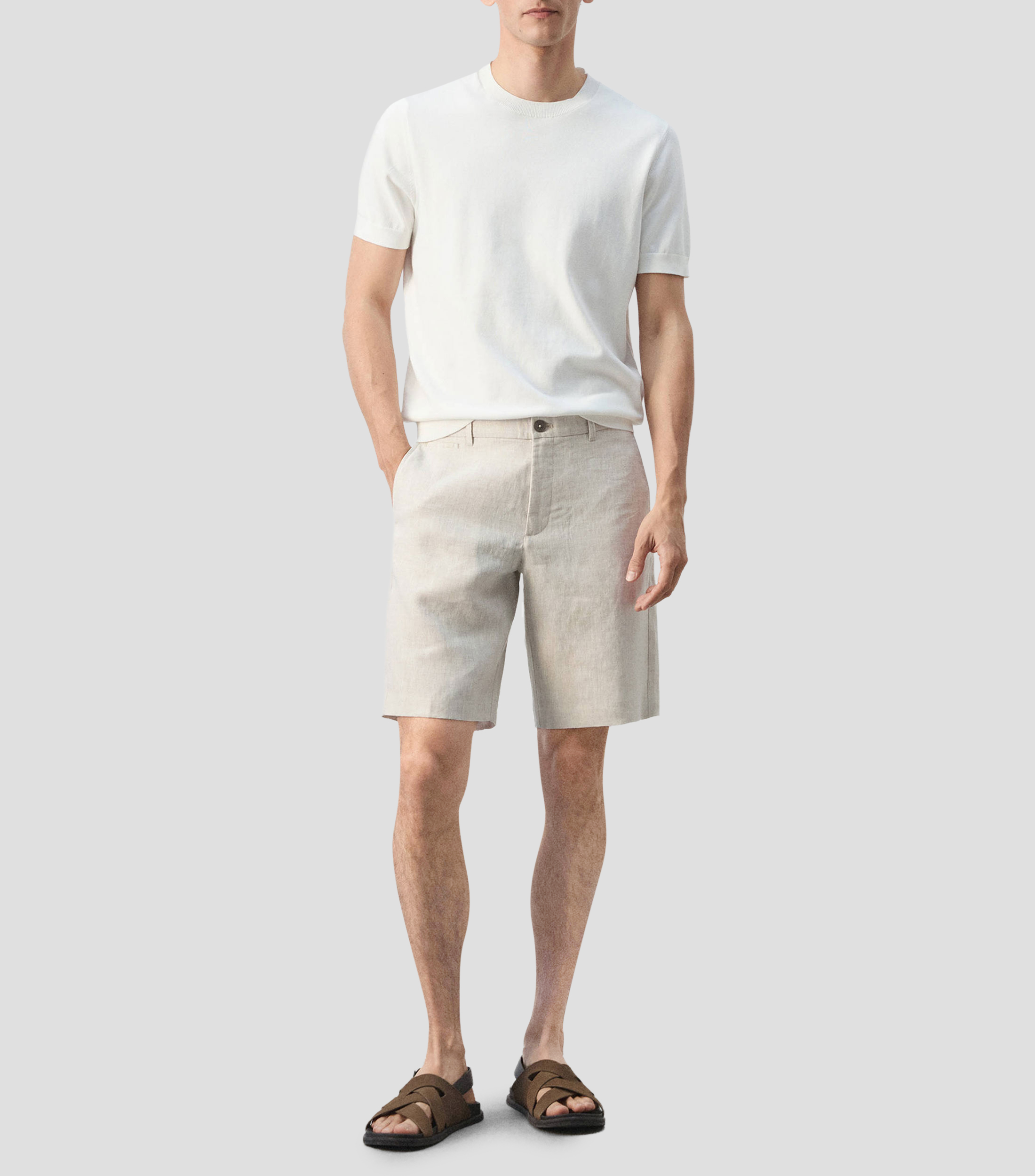 Bermuda en lino sólido Hombre