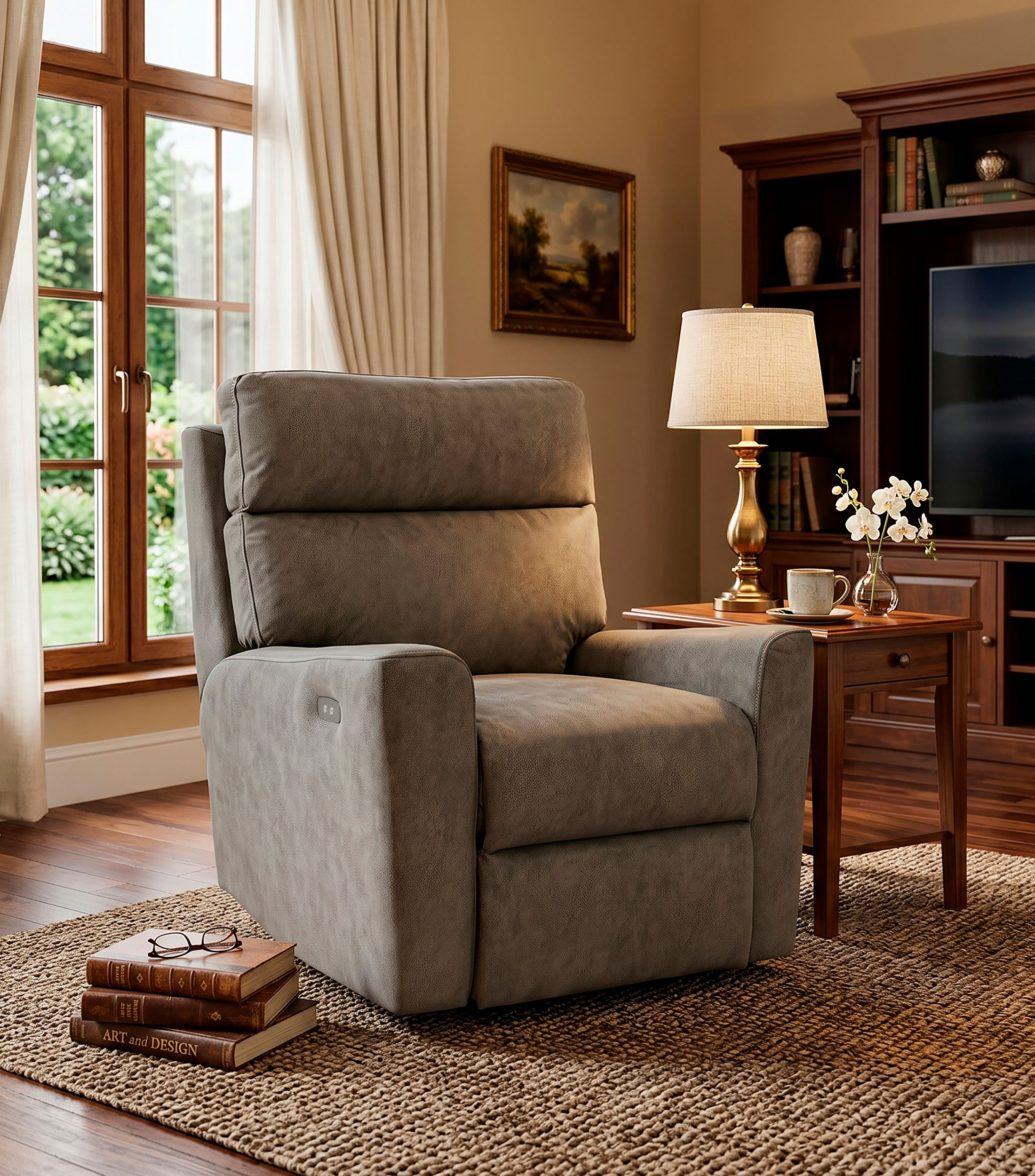 Sillón reclinable eléctrico Drury gris