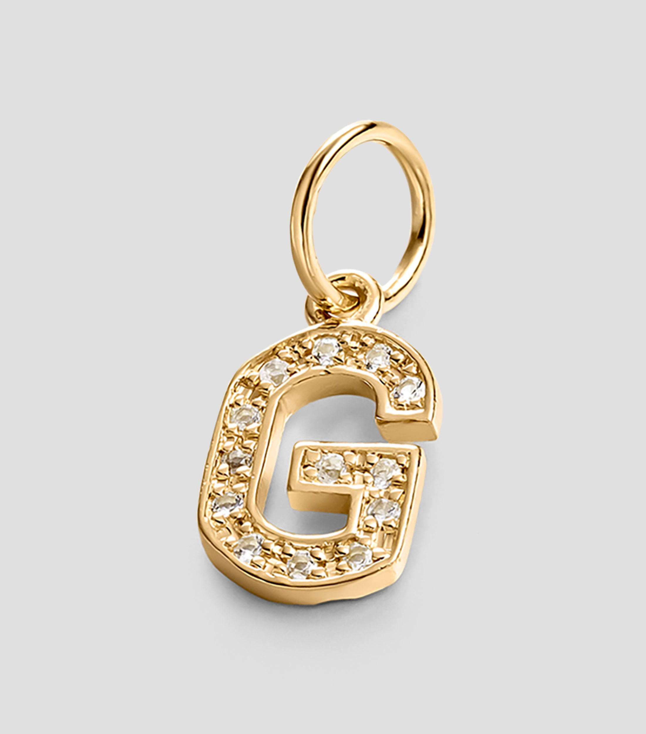 Dije inicial G en plata .925 ABC con topacios blancos Mujer
