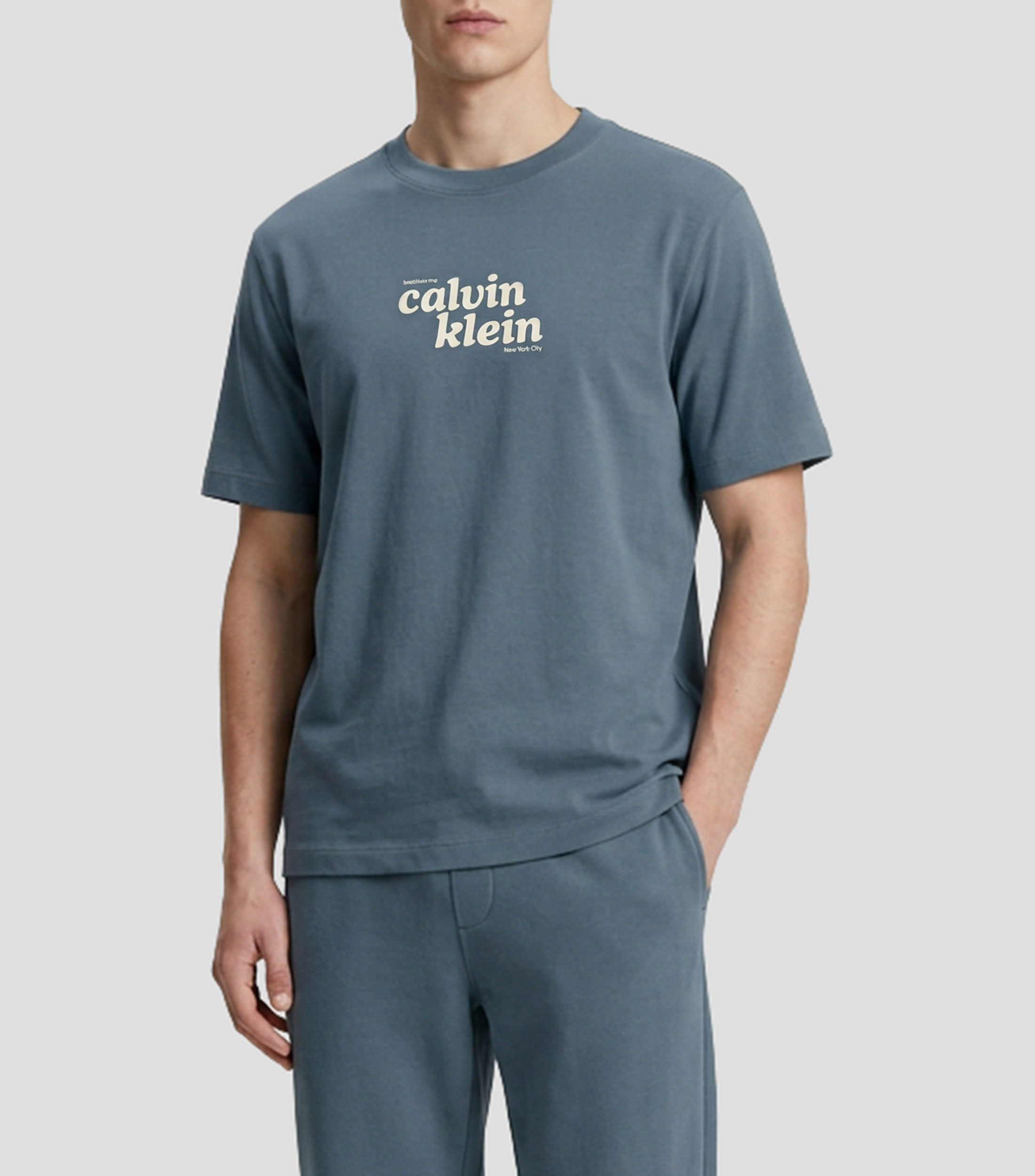 Playera cuello redondo manga corta con estampado Hombre