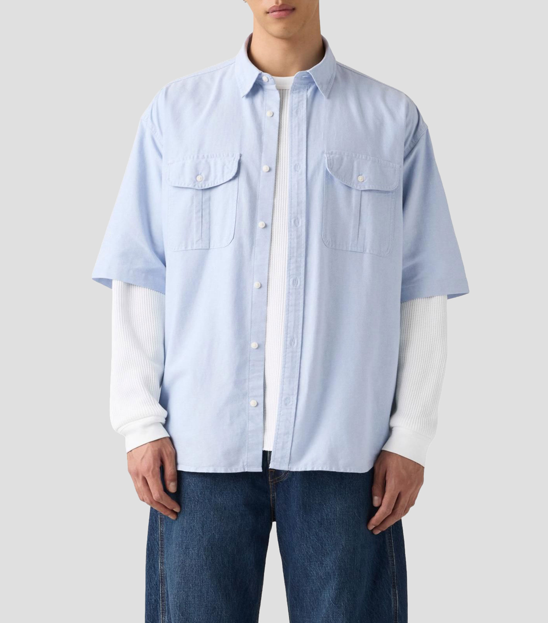 Camisa liso manga corta Hombre
