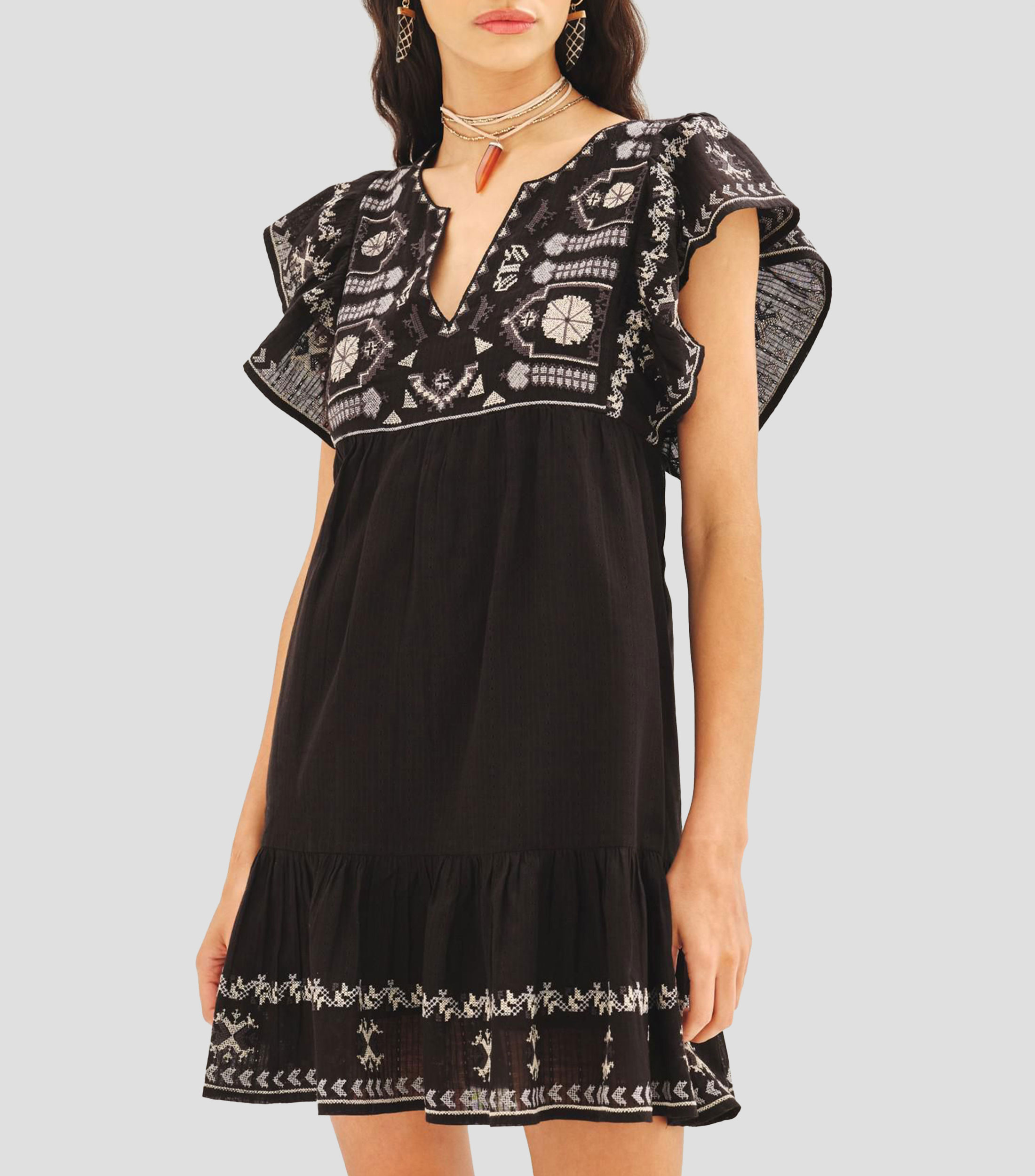 Vestido corto liso Mujer