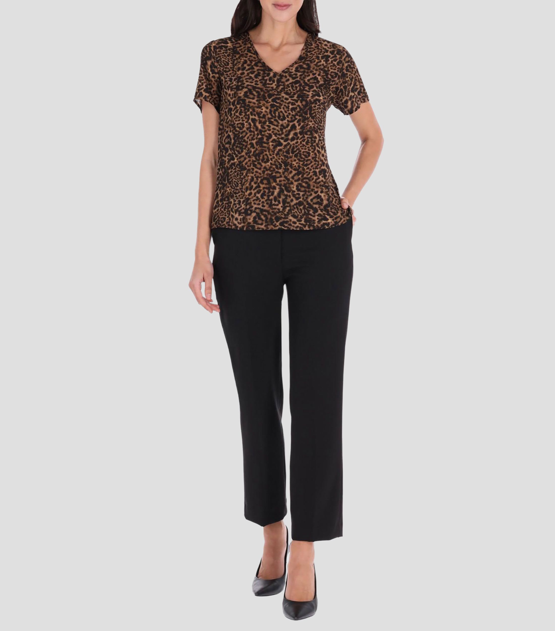 Blusa estampada manga corta Línea "Petite" Mujer
