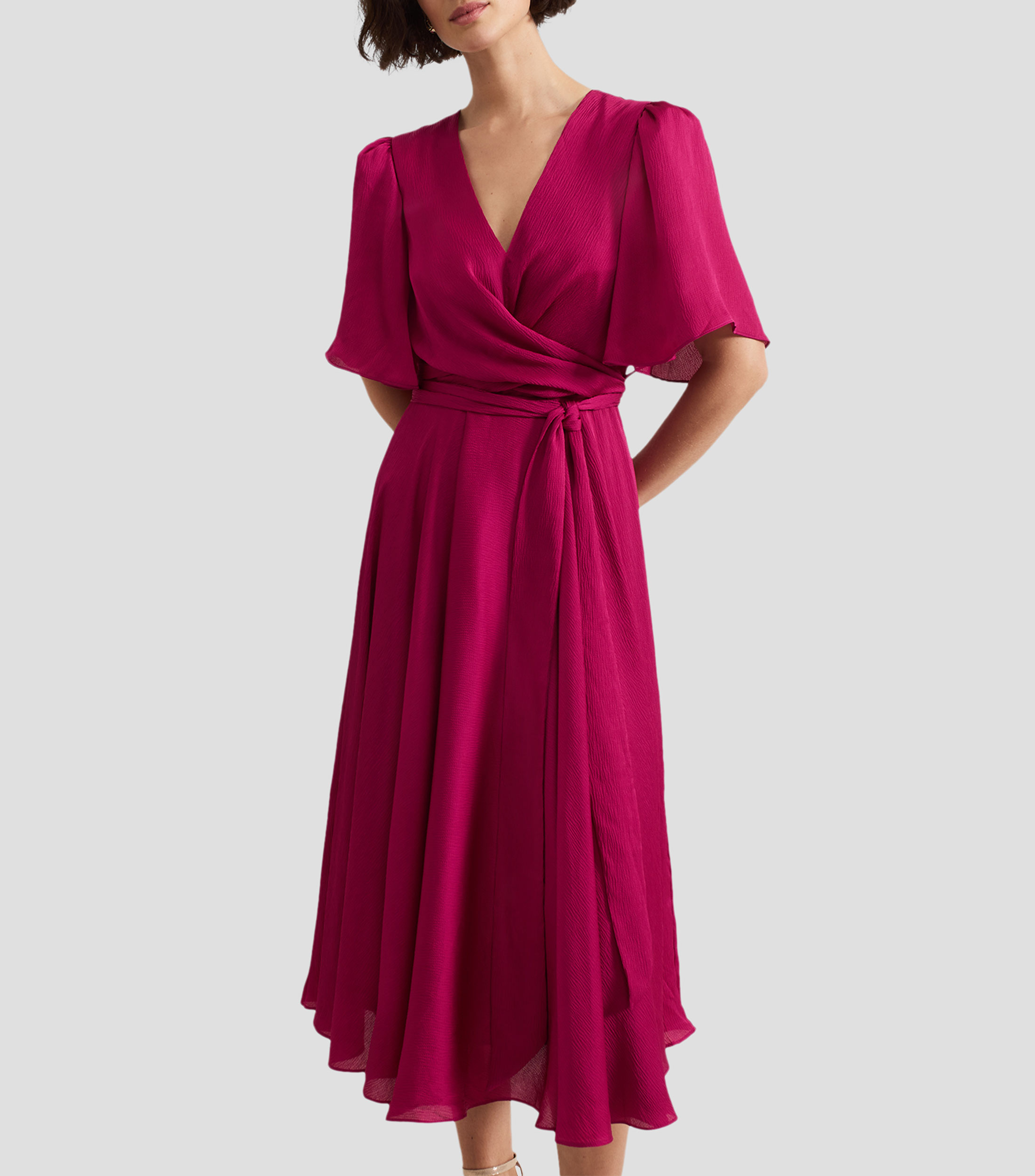 Vestido midi con textura Mujer