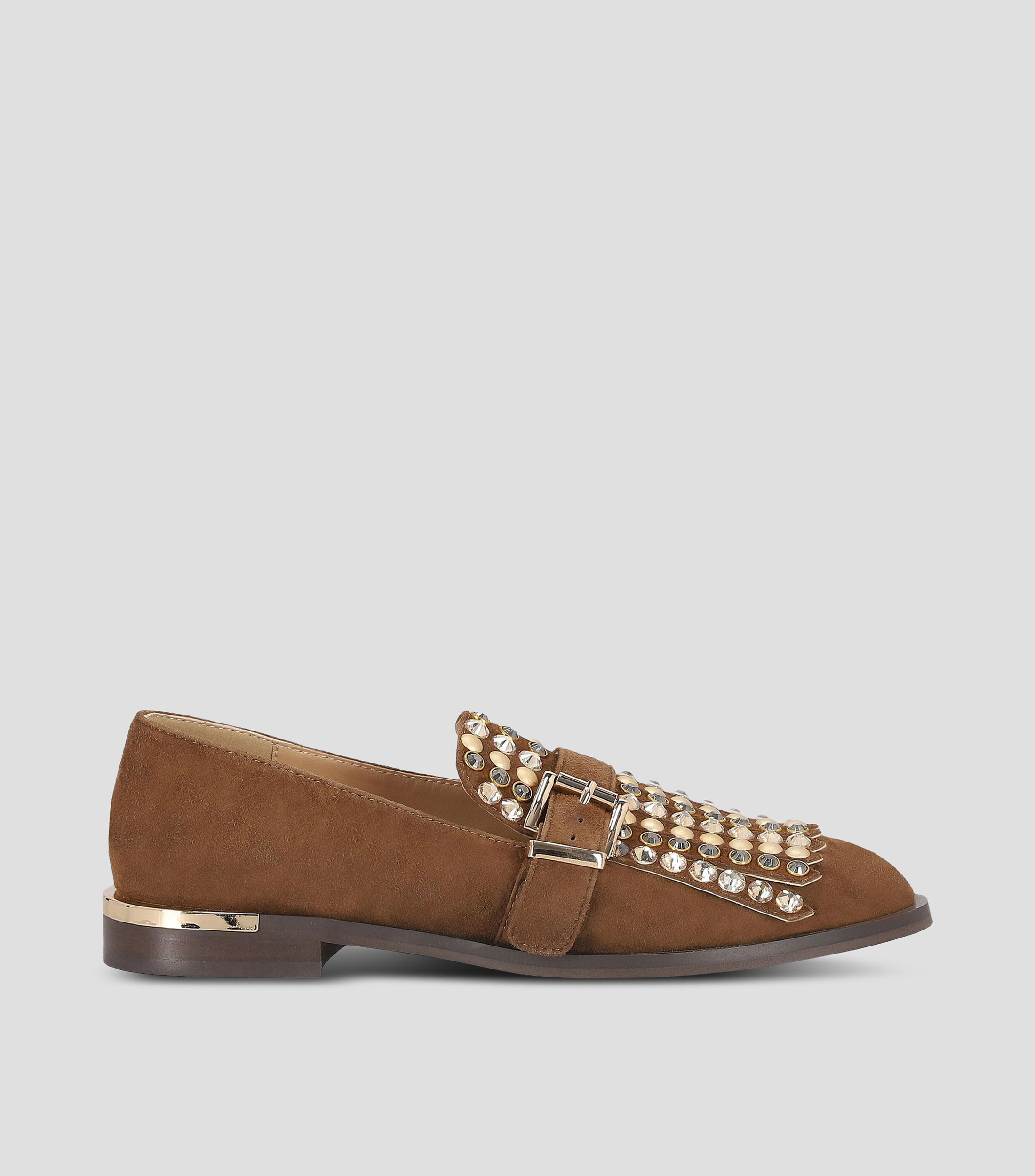 Mocasines de piel con flequillos Mujer