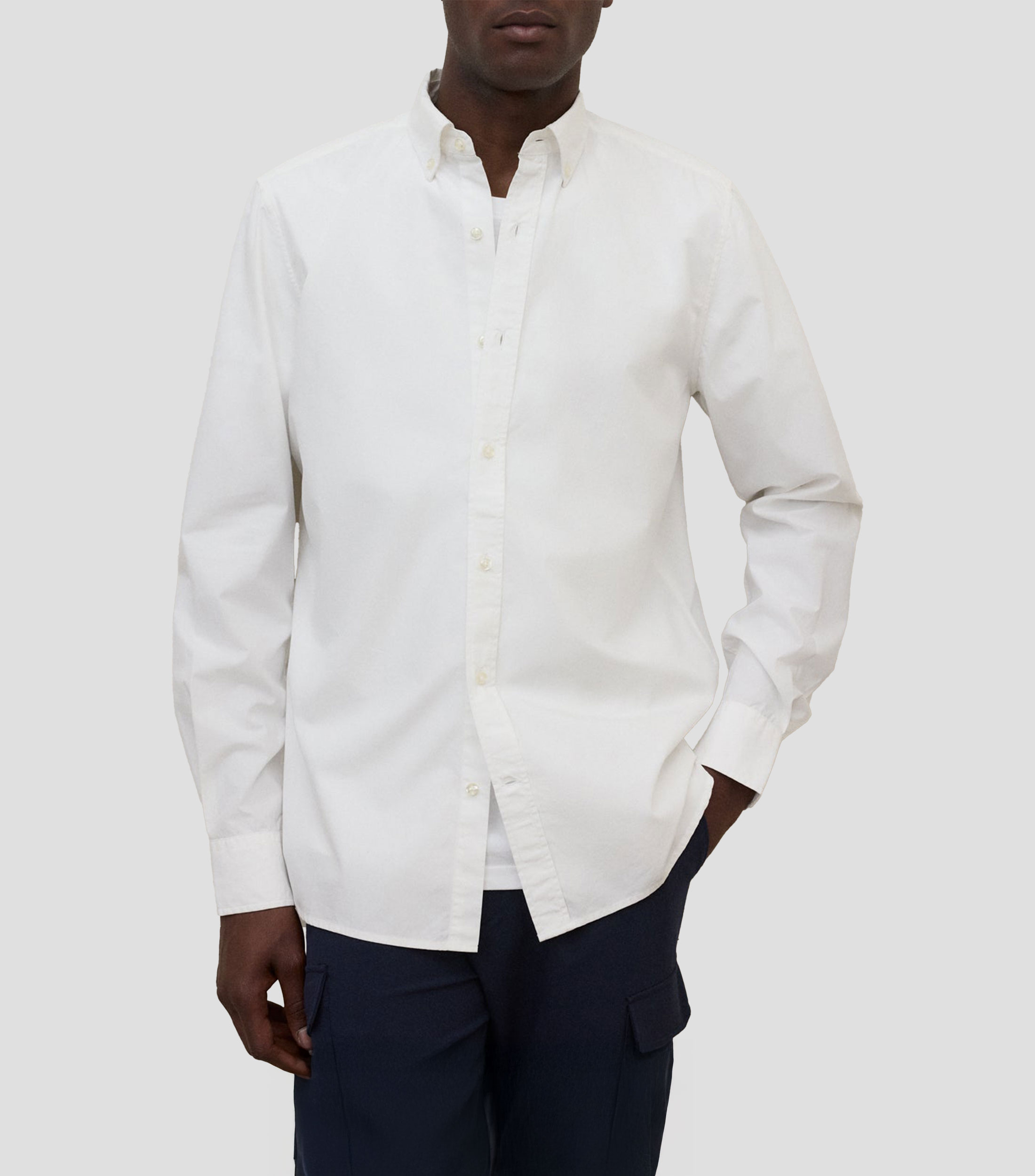 Camisa lisa manga larga Hombre