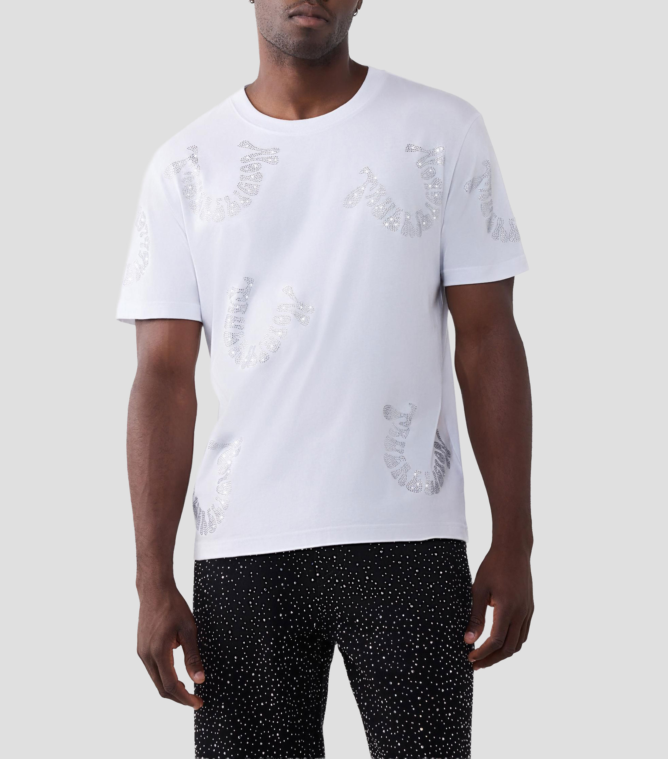 Playera cuello redondo manga corta con estampado Hombre