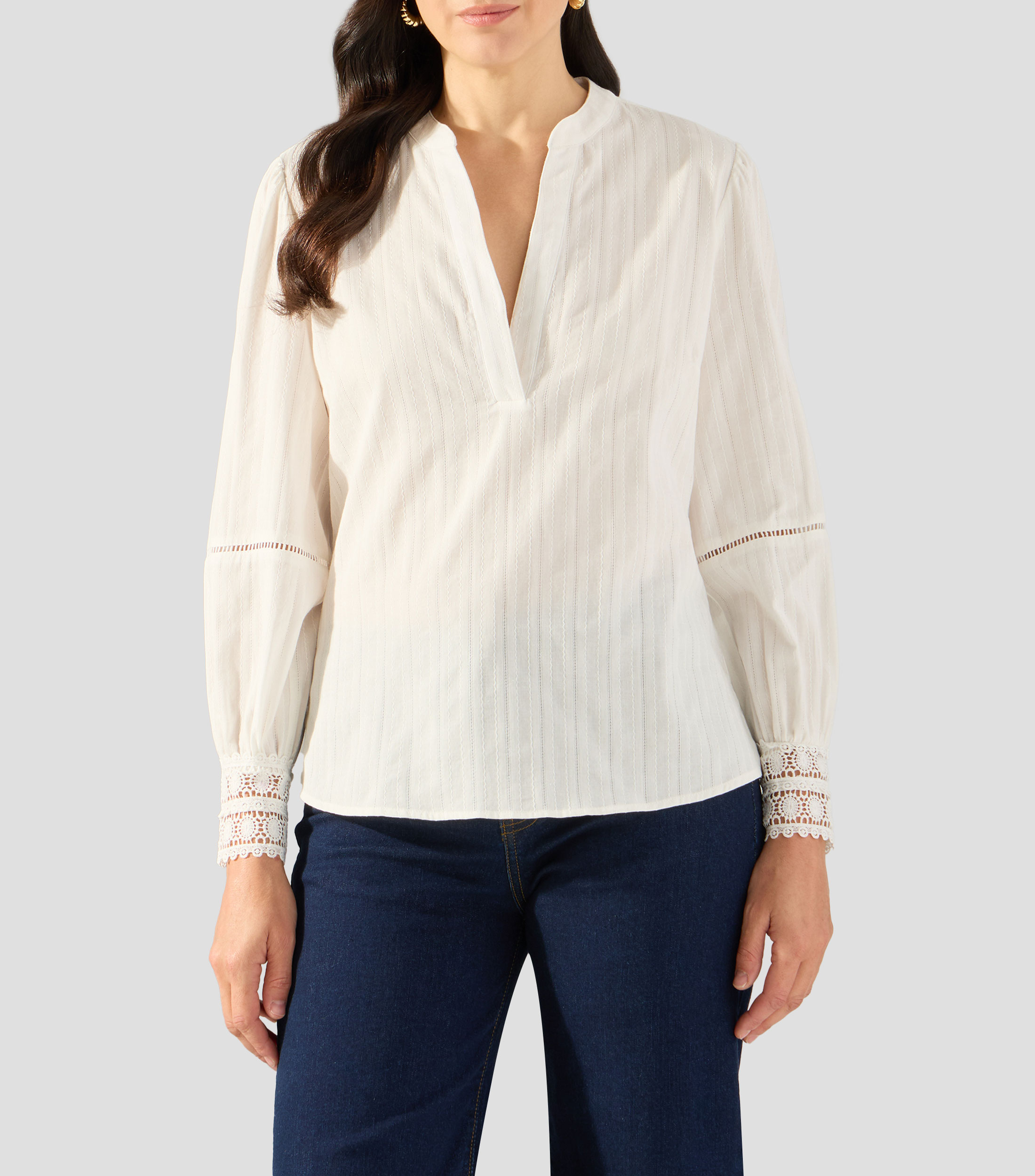Blusa lisa con manga larga Mujer