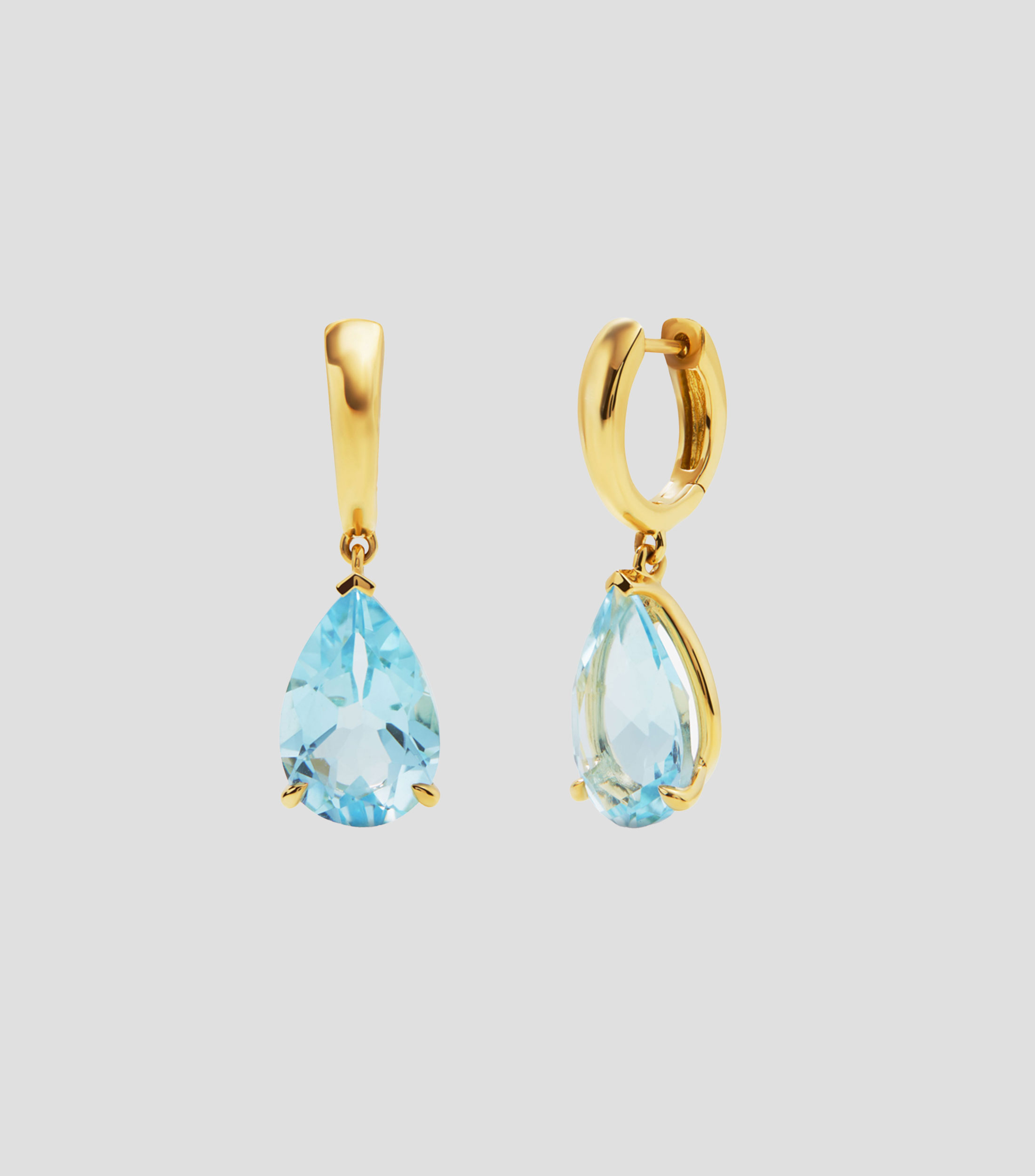 Pendientes en oro amarillo de 18 kilates con topacios azul Veris Mujer