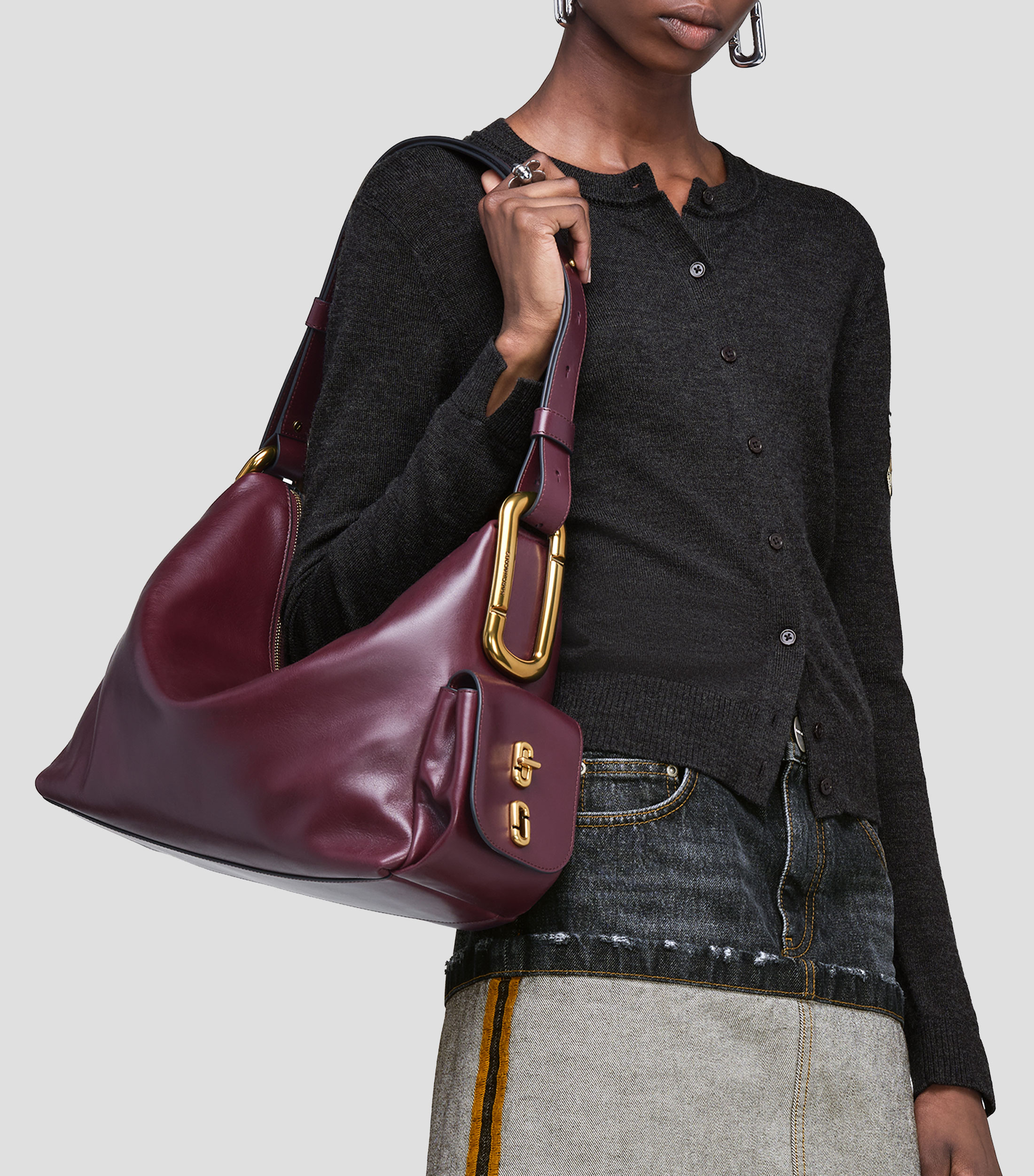 Bolsa Hobo en piel Juliette liso Mujer