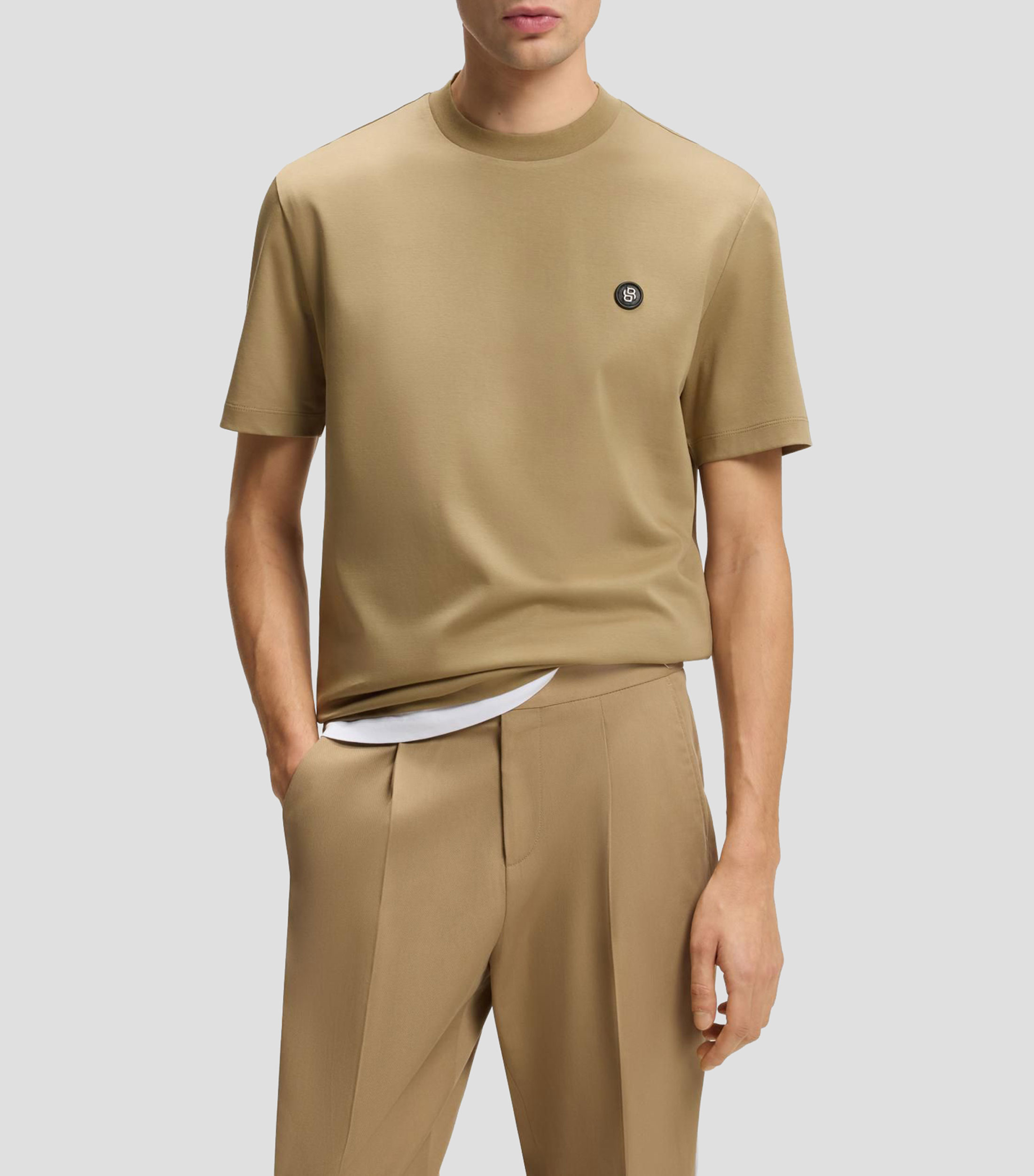 Playera de algodón mercerizado con monograma Double B Hombre