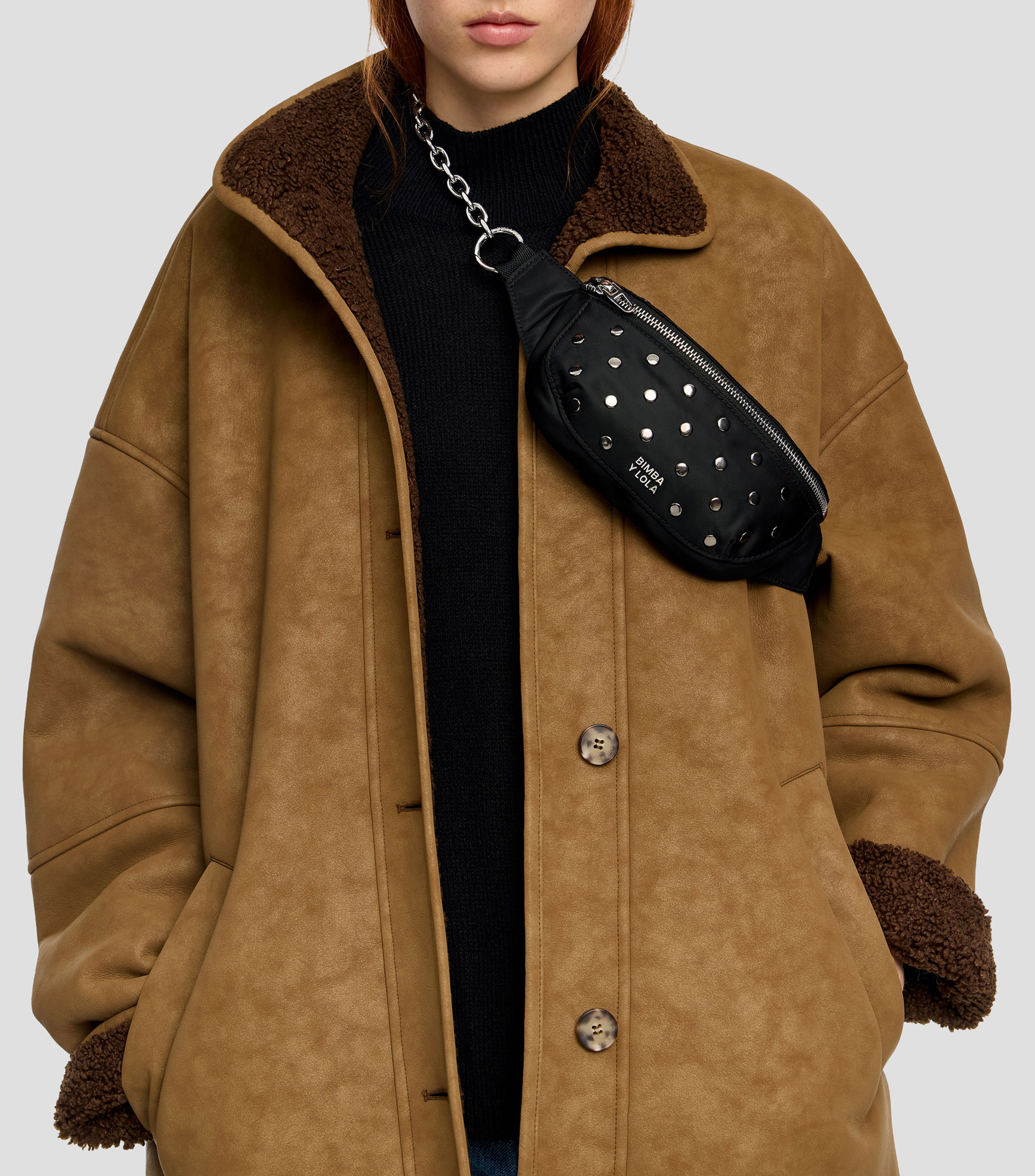 Cangurera nylon negra Mujer