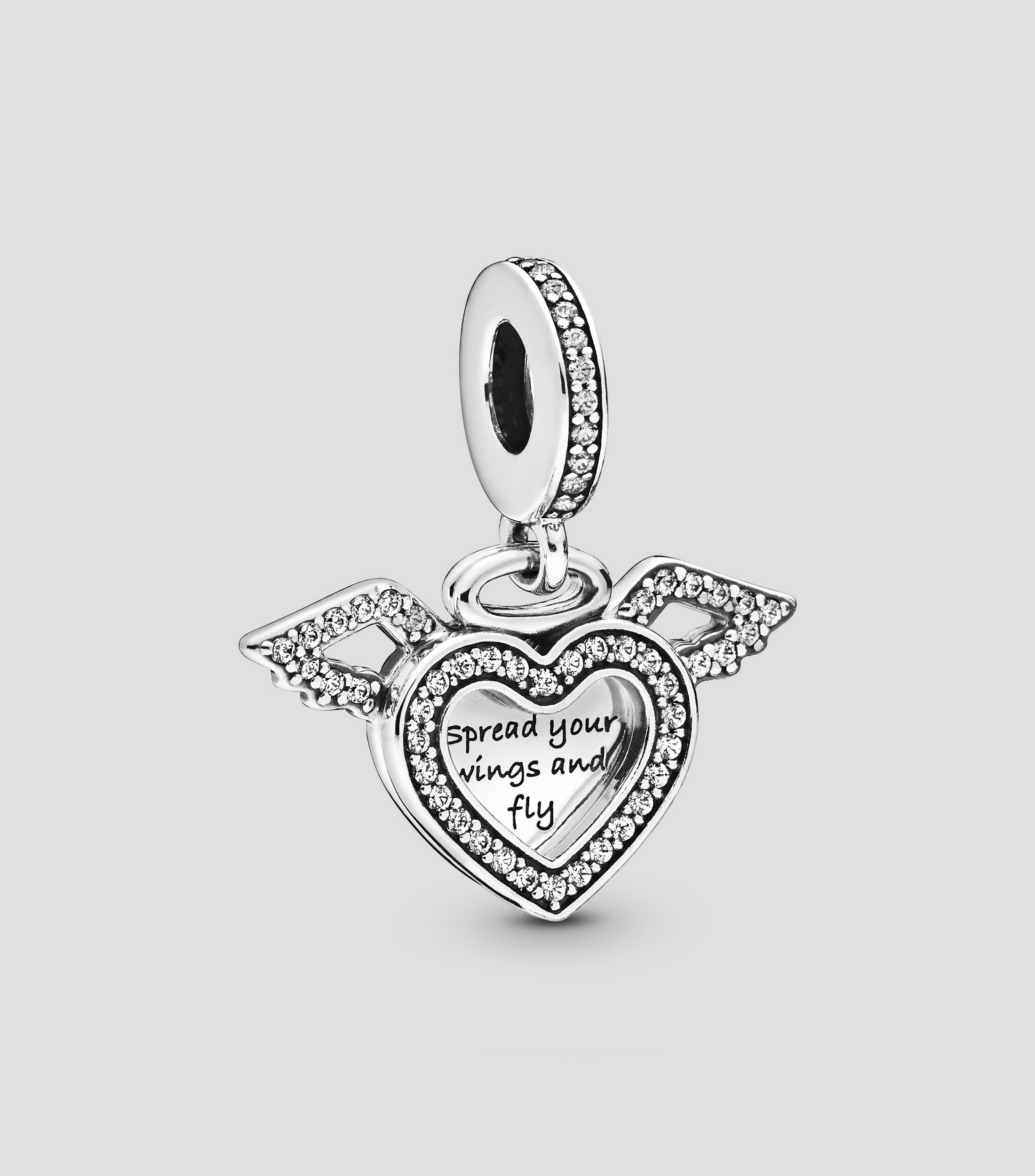 Charm en plata .925 Corazón y alas de ángel con Zirconia cúbica Mujer