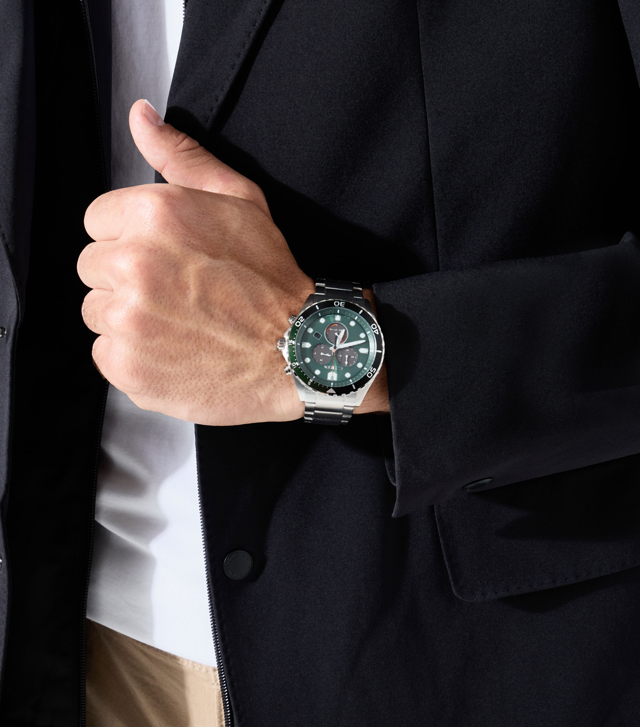 Reloj para Hombre Weekender casual plateado, verde