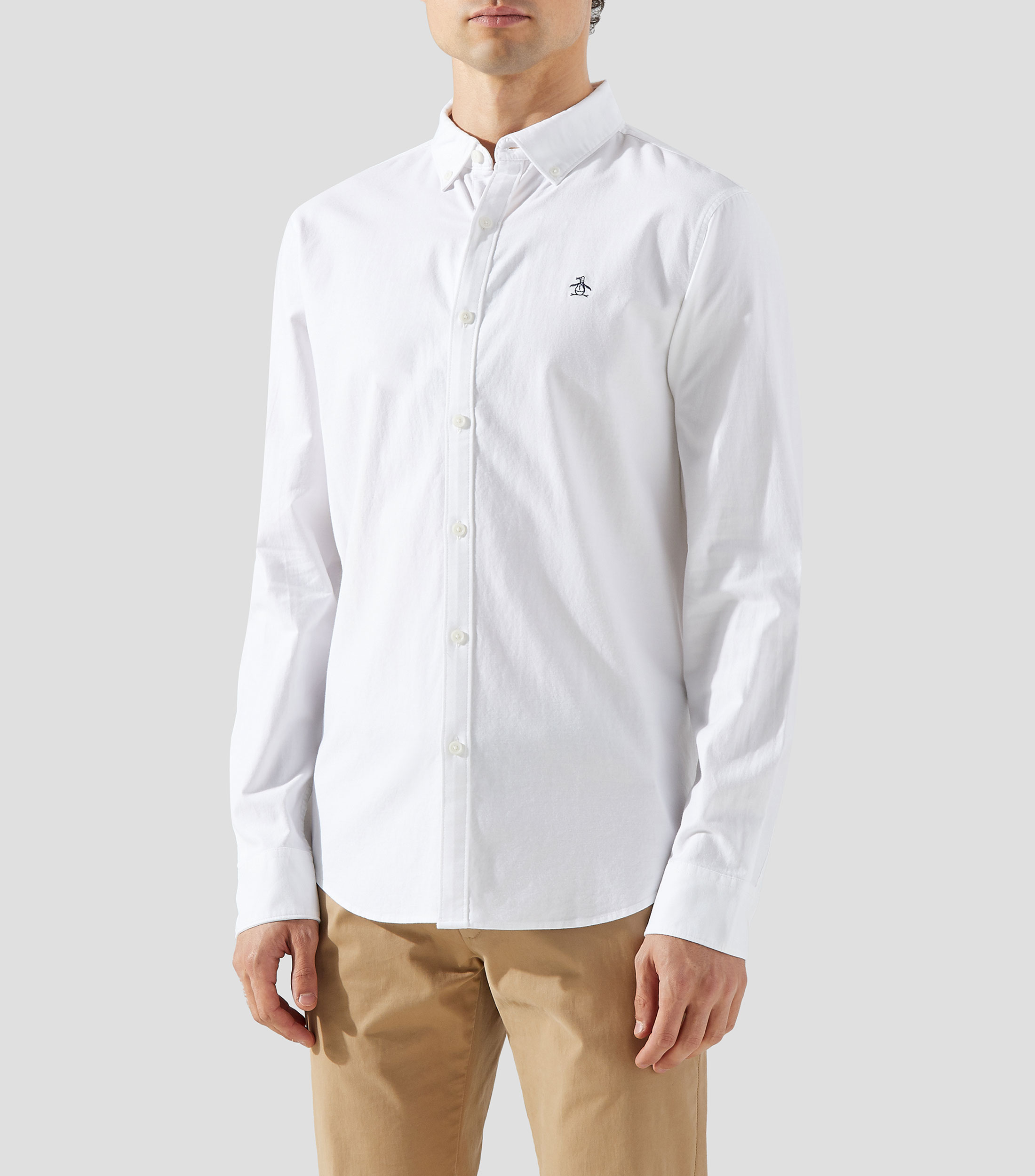 Camisa lisa manga larga Hombre