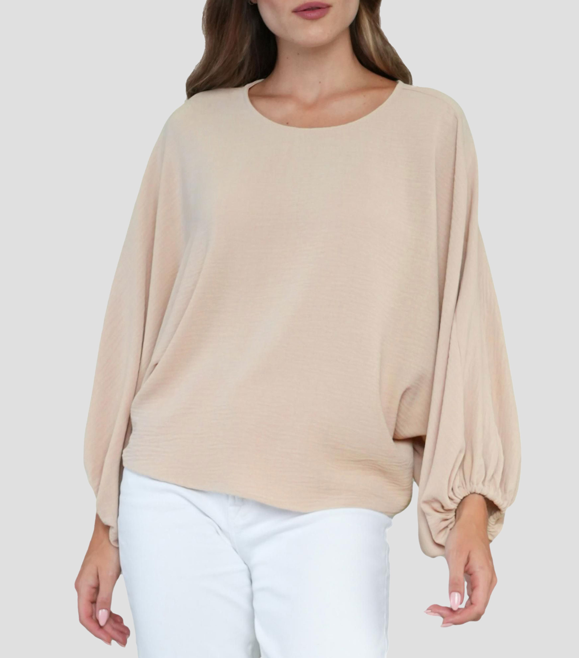 Blusa lisa manga larga Mujer