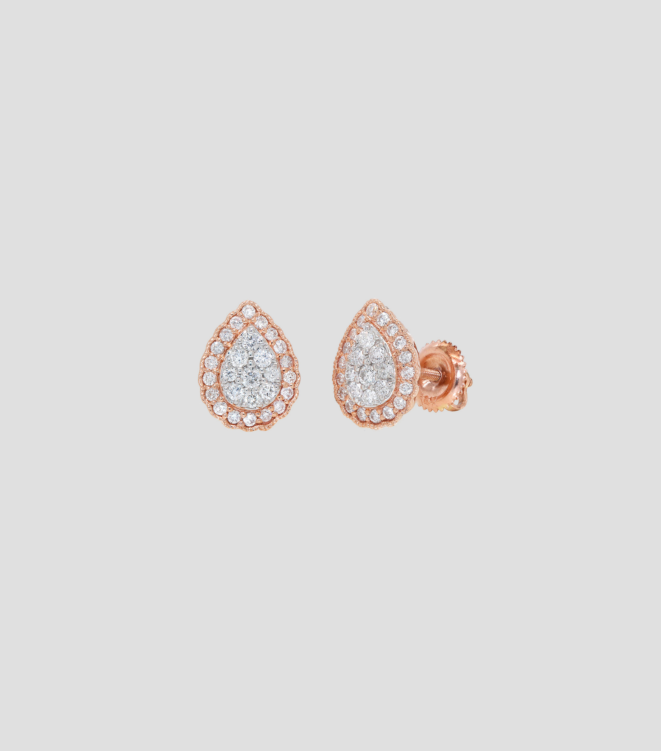 Aretes en oro rosa de 14 Kts con diamantes Mujer