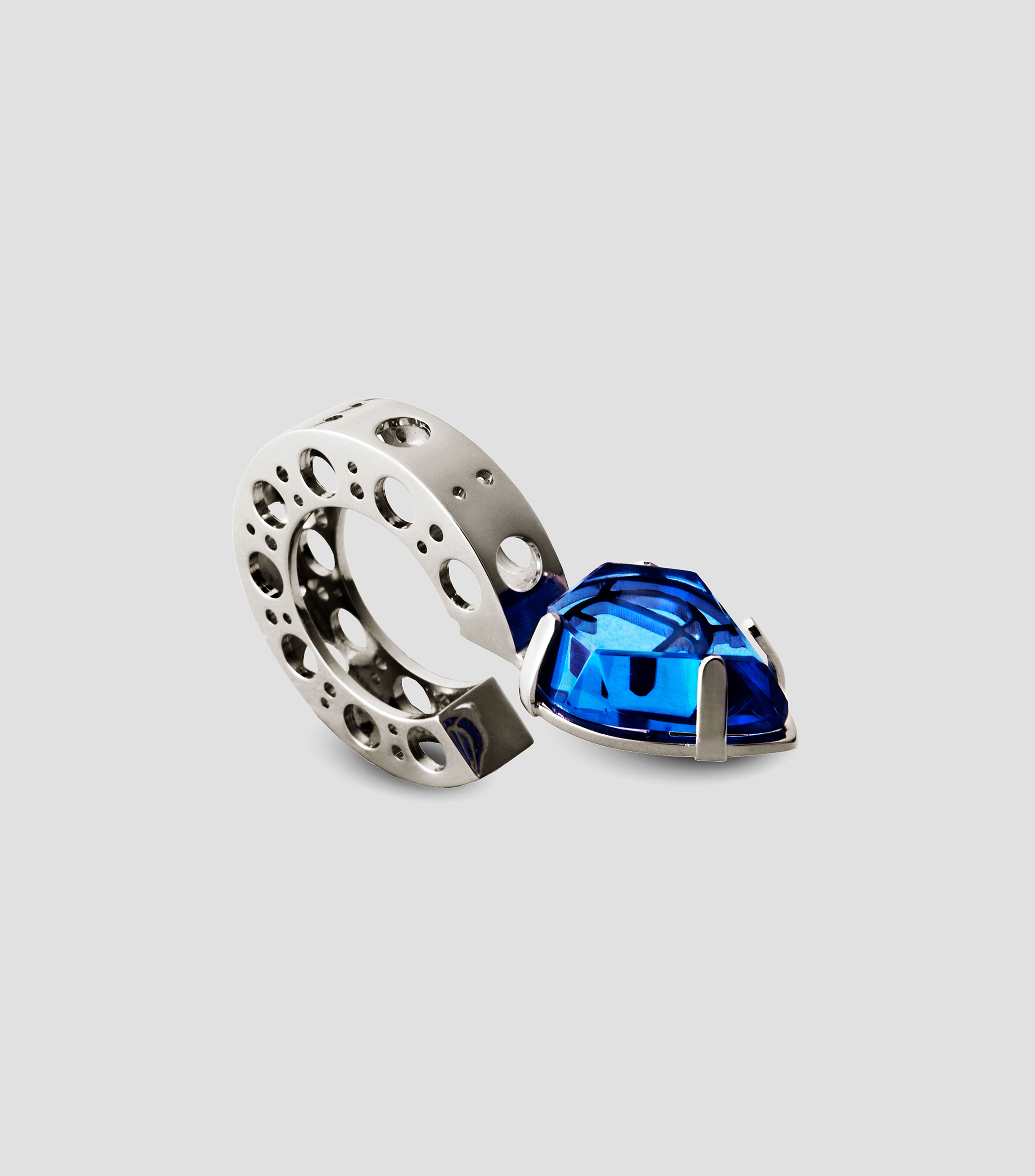 Anillo en plata .925 Veneno con cristal azul Mujer