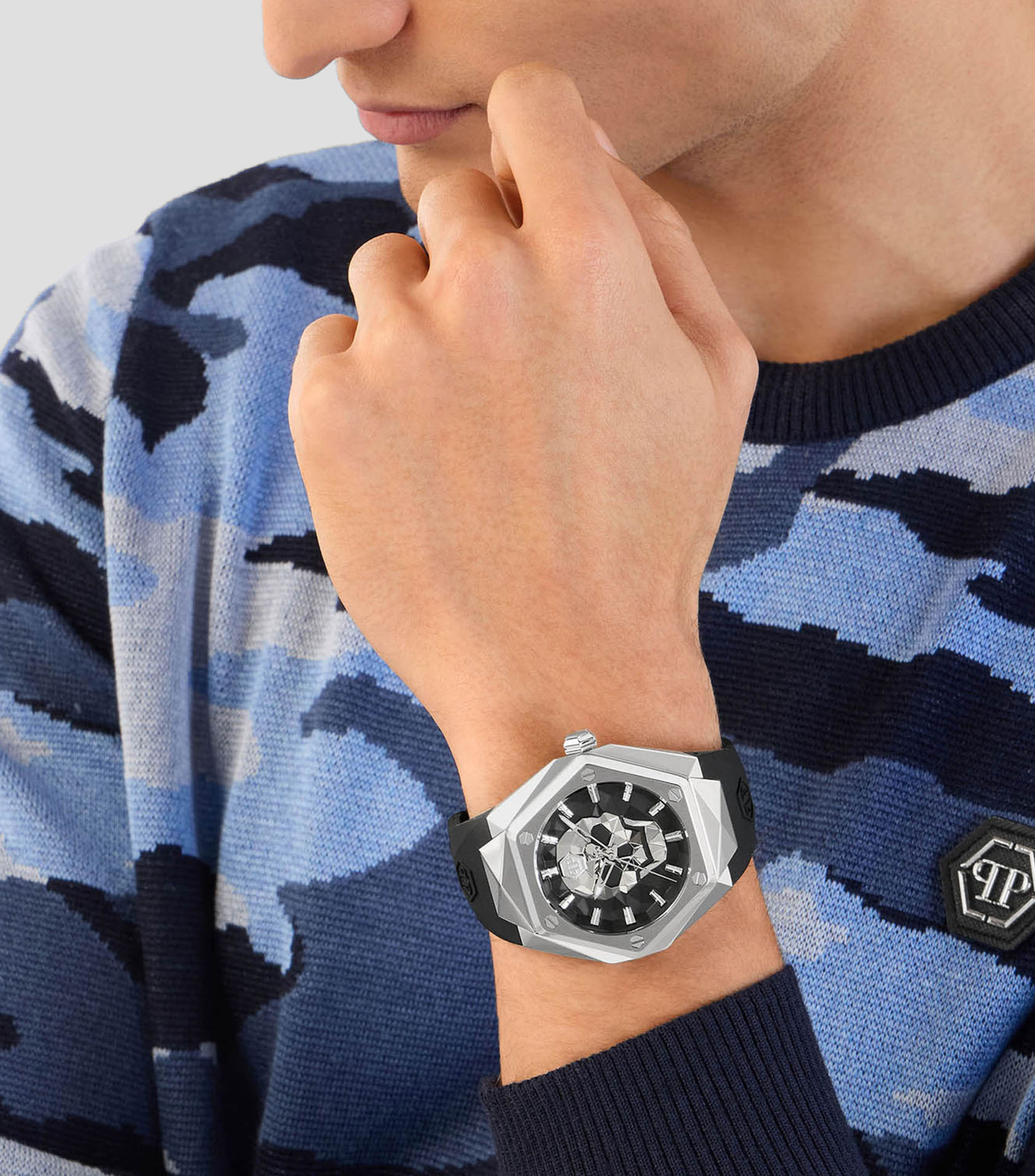 Reloj para Hombre The Skull Spikes casual plateado, negro