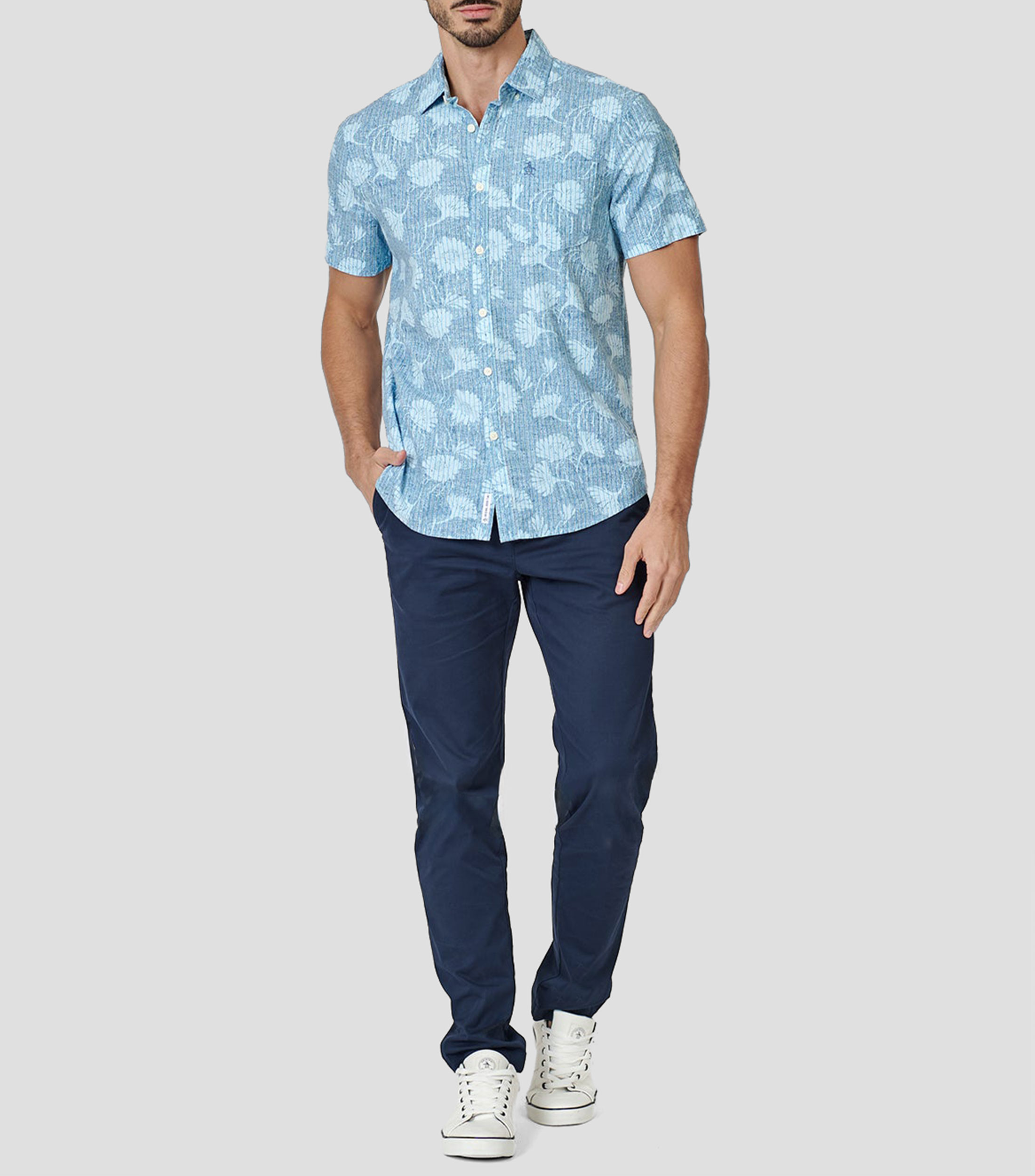 Camisa Hawaiana estampada manga corta Hombre