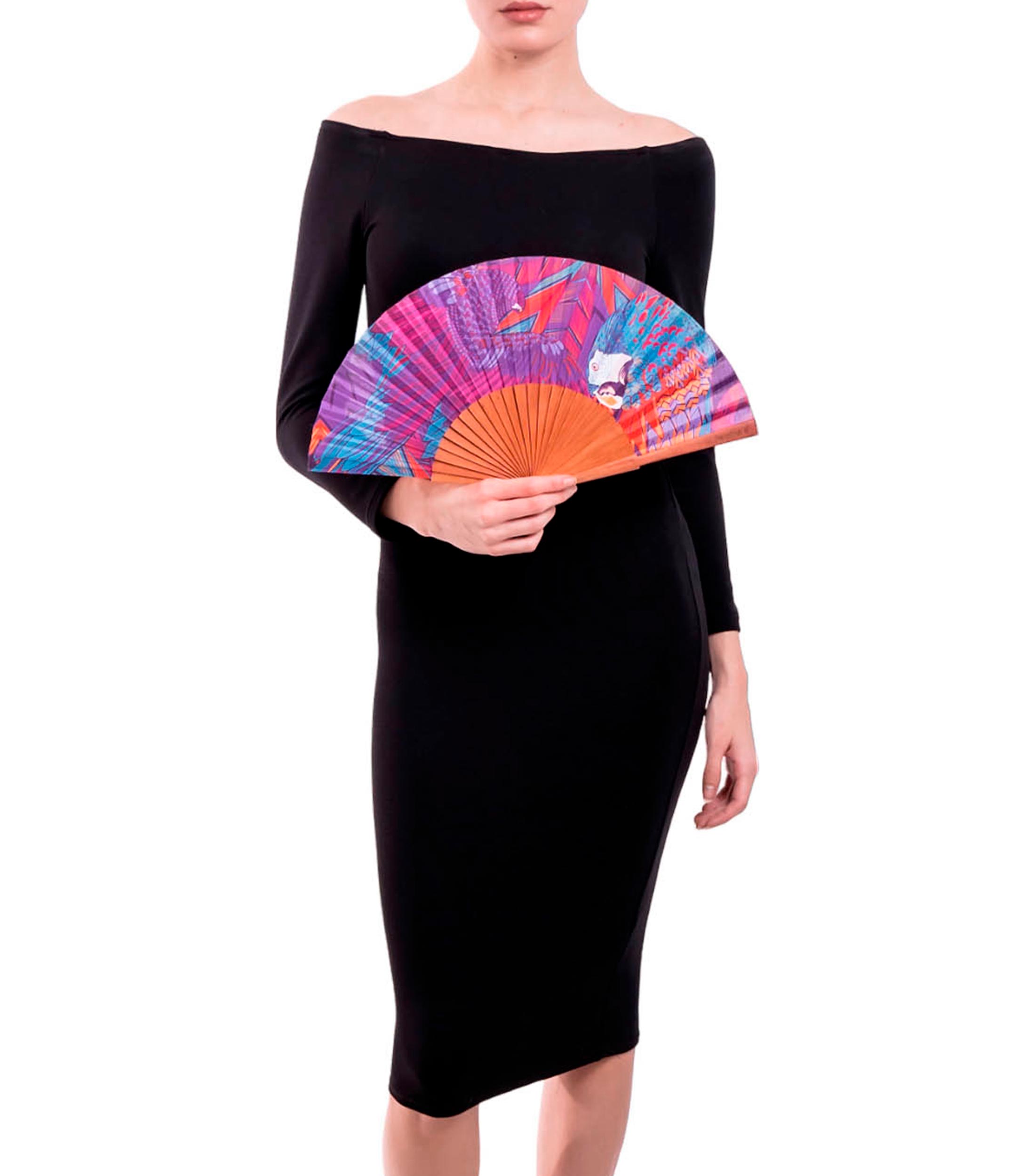 Abanico en textil Guacamaya Mujer