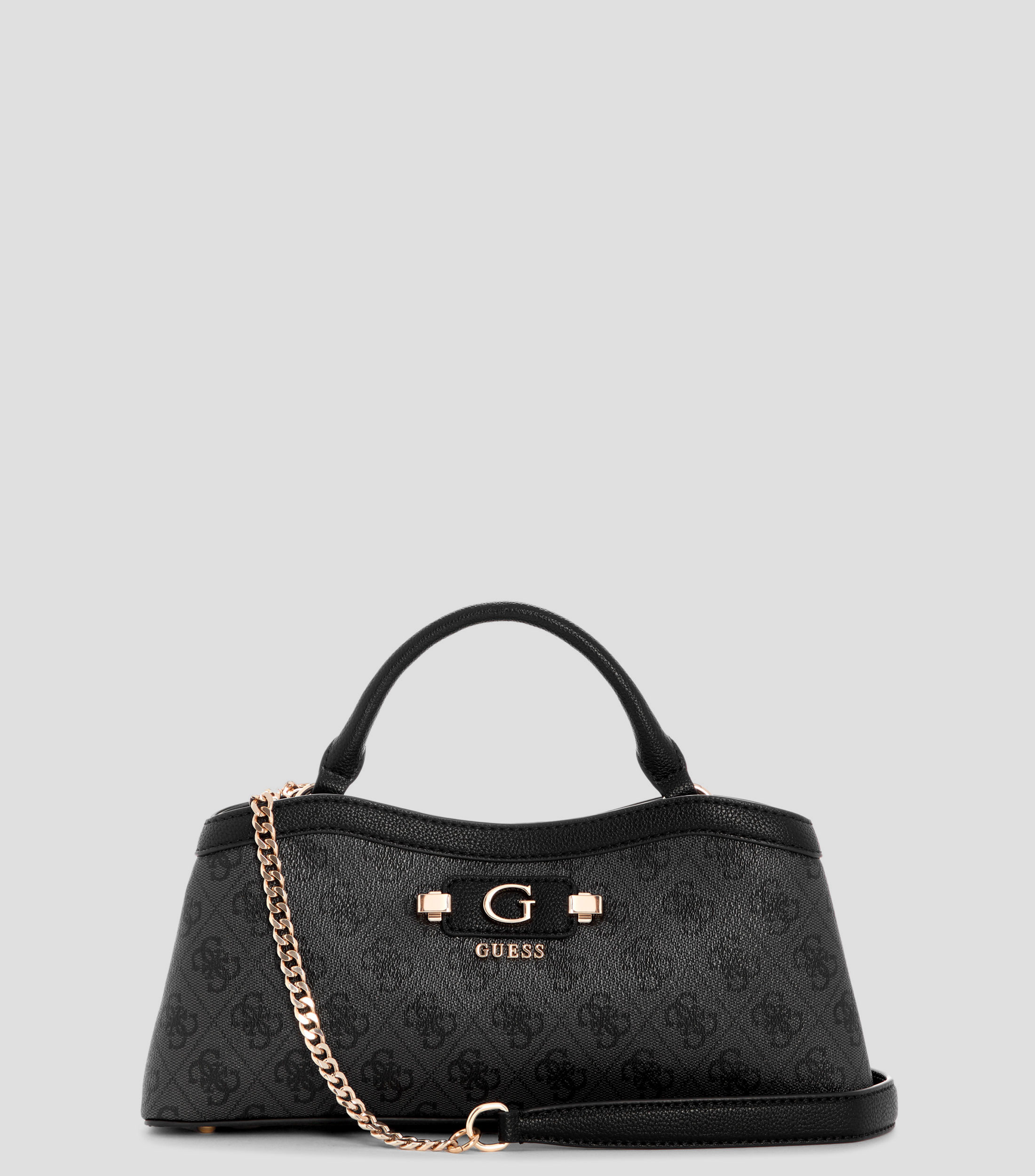 Bolsa satchel negra estampada Mujer