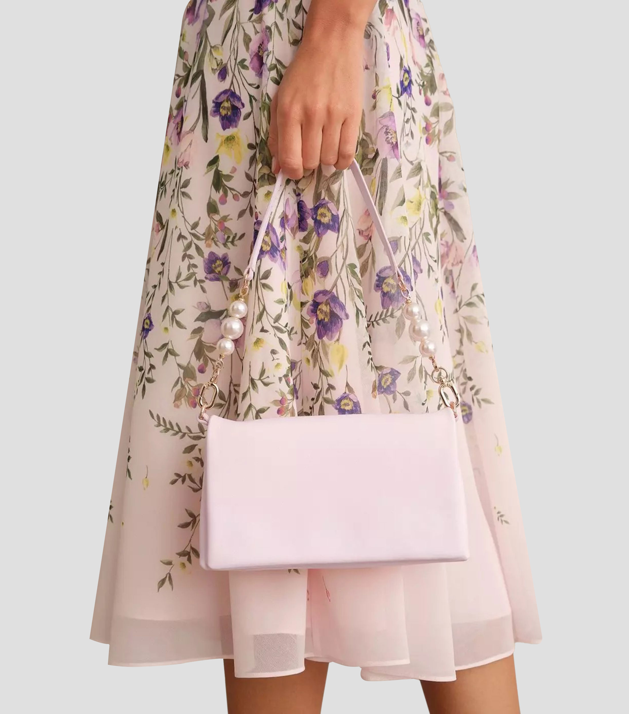 Bolsa clutch rosa en piel Jas Pearl liso Mujer