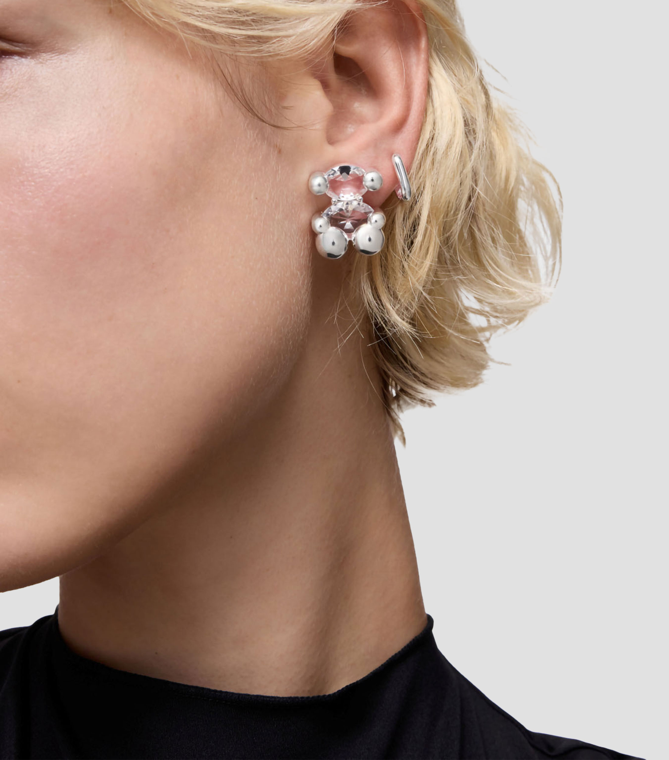 Aretes en plata .925 con cuarzo cristal de roca Color Bear Mujer