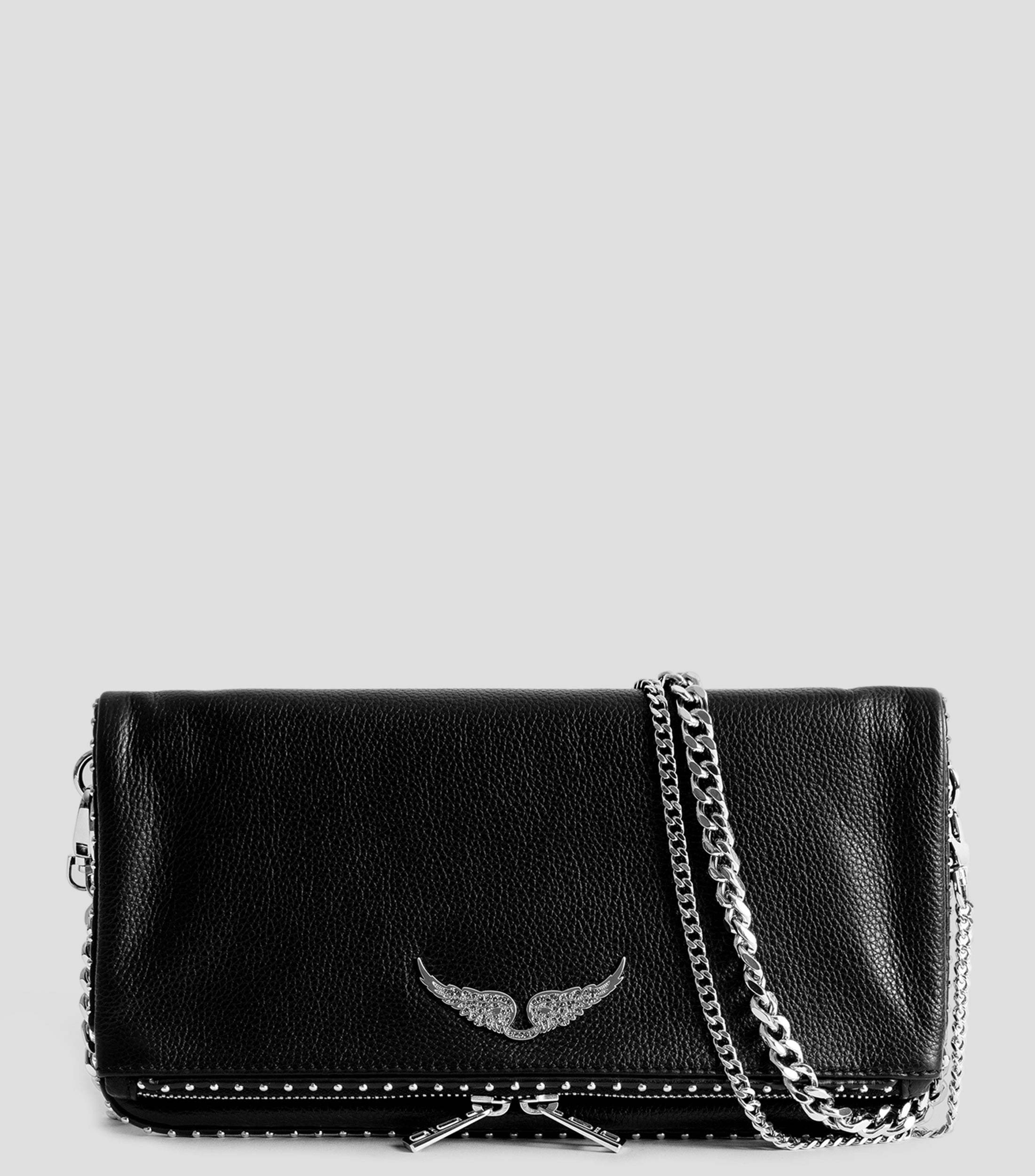 Bolsa crossbody en cuero con textura Rock Mujer