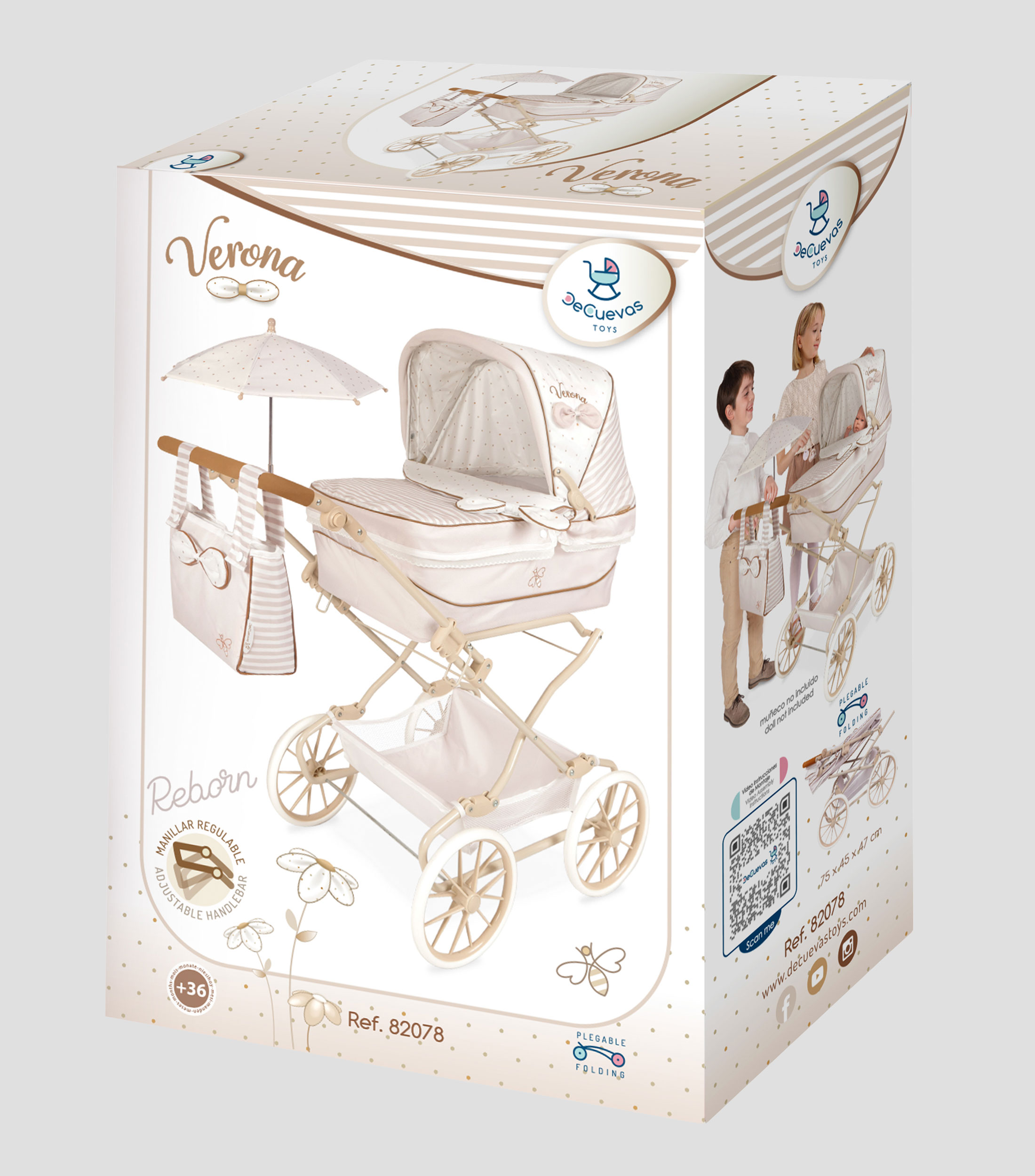 Coche de muñecas Reborn plegable son sombrilla Verona