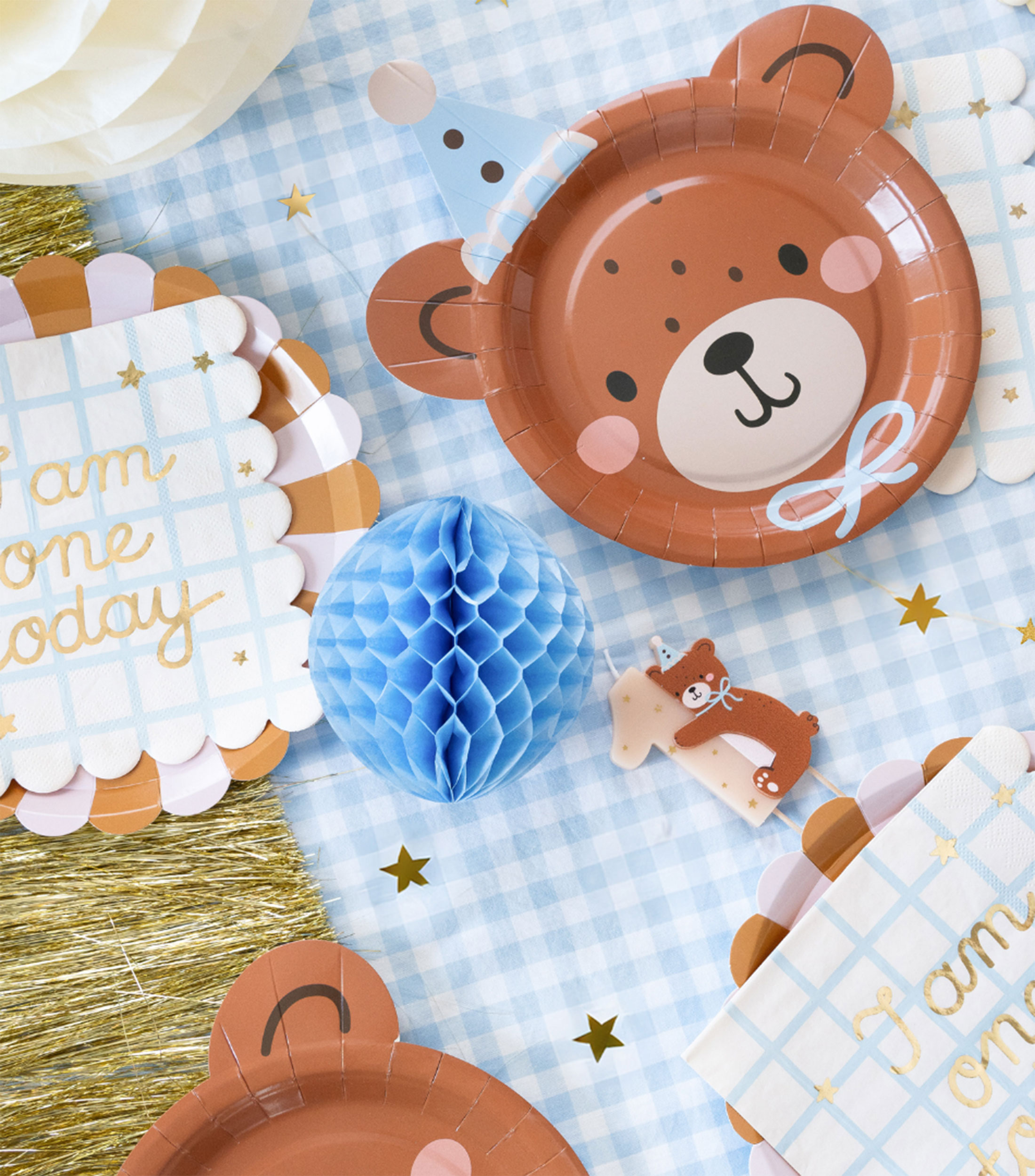 Set 6 platos desechables con cabeza de oso