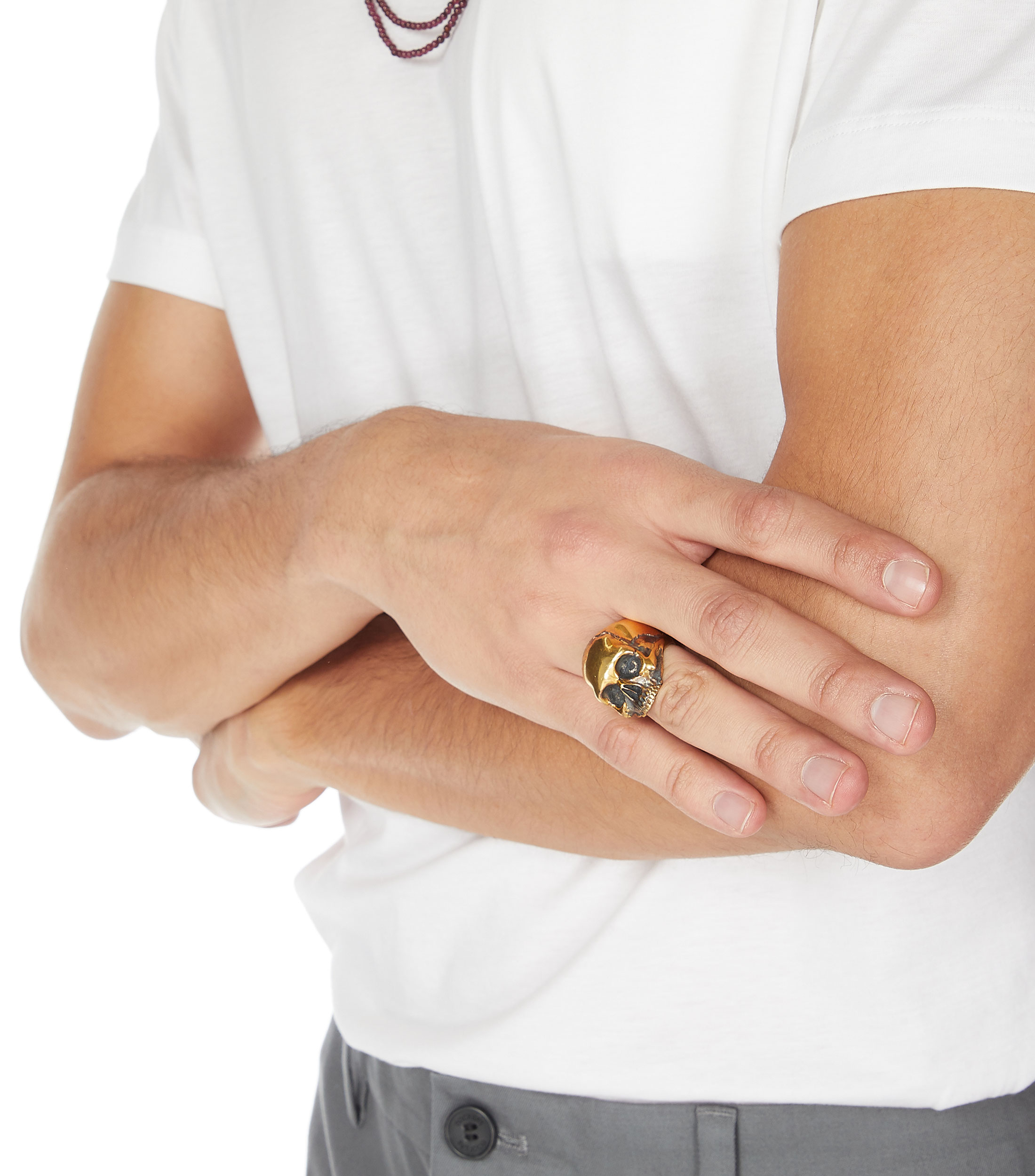 Anillo en plata .925 Anatomic Small Half Golden Skull Talla 20 Hombre