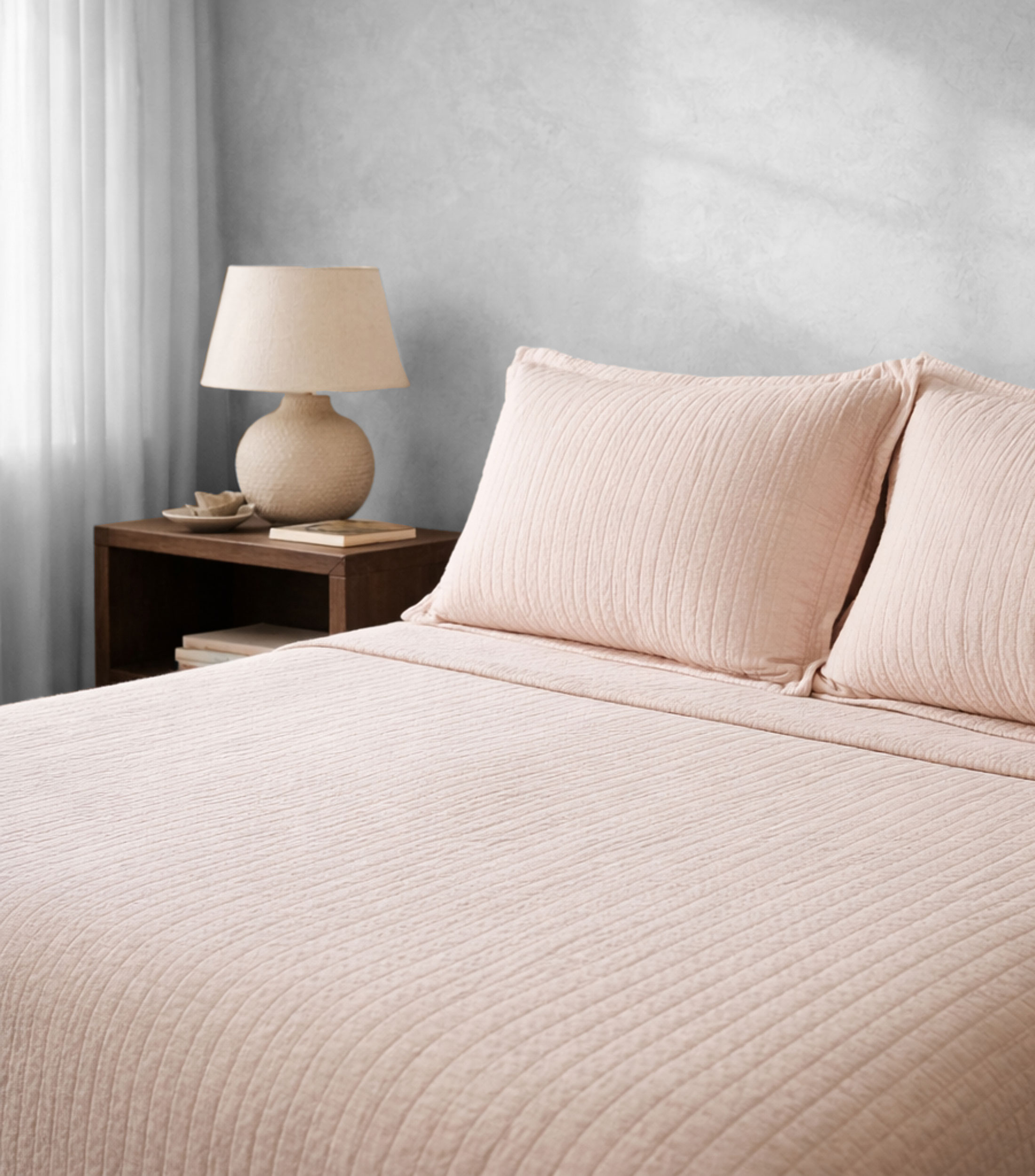 Colcha Matrimonial/Queen Size en algodón Minimal rosa